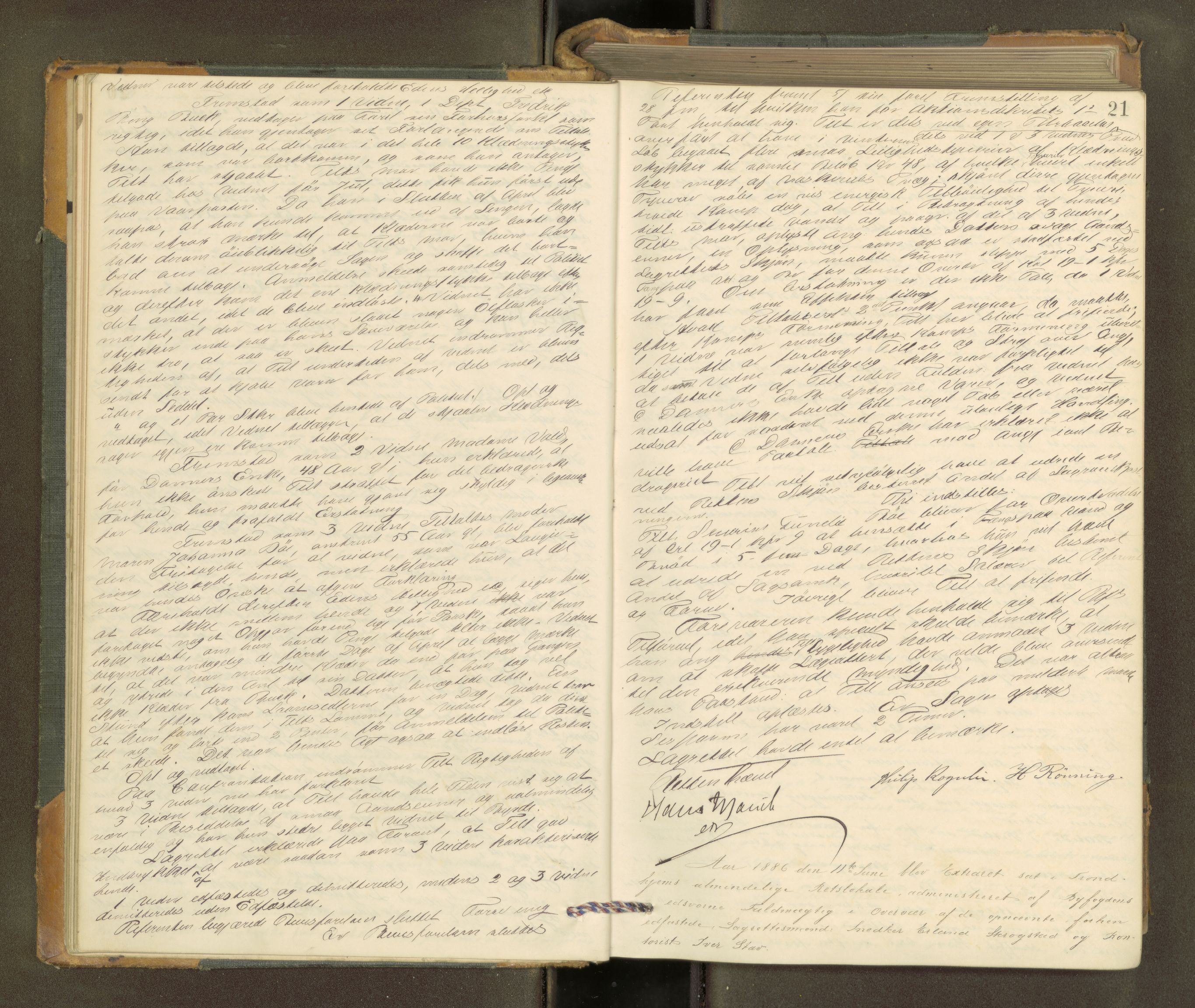 Trondheim byfogd, AV/SAT-A-0003/1/1/1B/L0025: Ekstrarettsprotokoll - 17/11-16/12., 1885-1889, s. 20b-21a