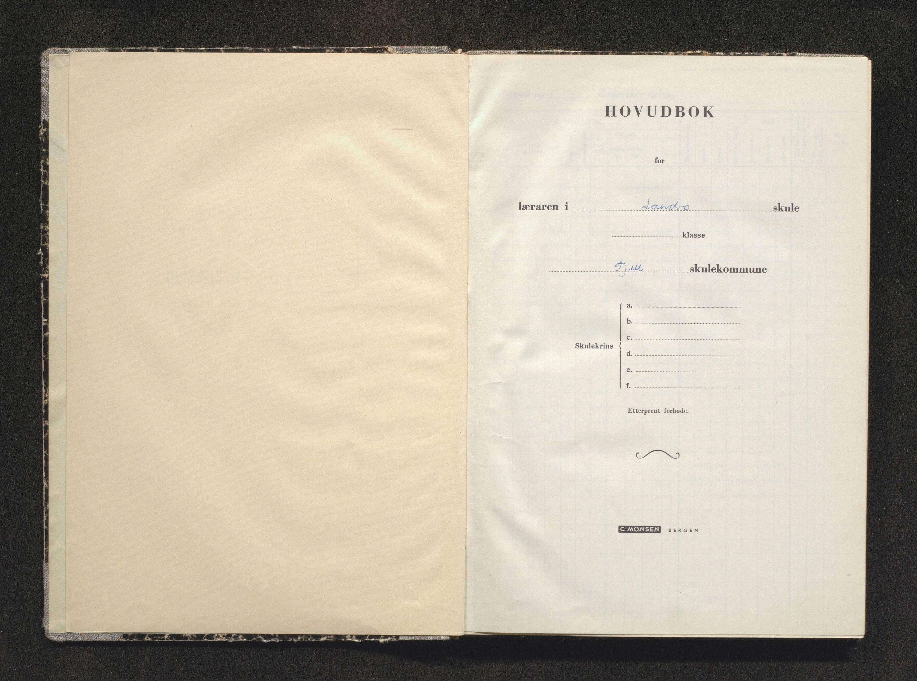 Fjell kommune. Barneskulane, IKAH/1246-231/F/Fk/L0006: Skuleprotokoll for Landro skule, 1959-1970