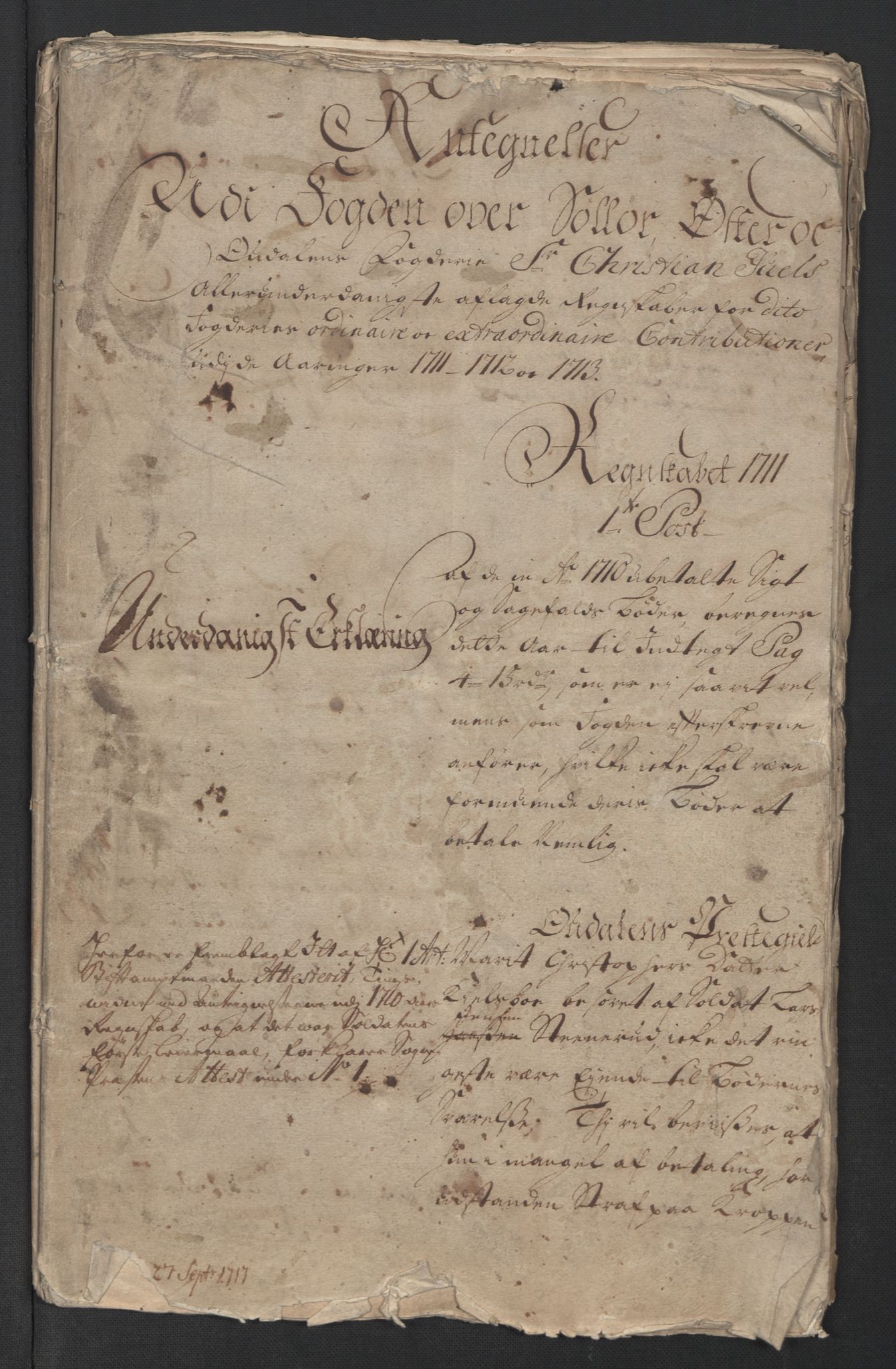 Rentekammeret inntil 1814, Reviderte regnskaper, Fogderegnskap, RA/EA-4092/R13/L0851: Fogderegnskap Solør, Odal og Østerdal, 1711-1713, s. 3