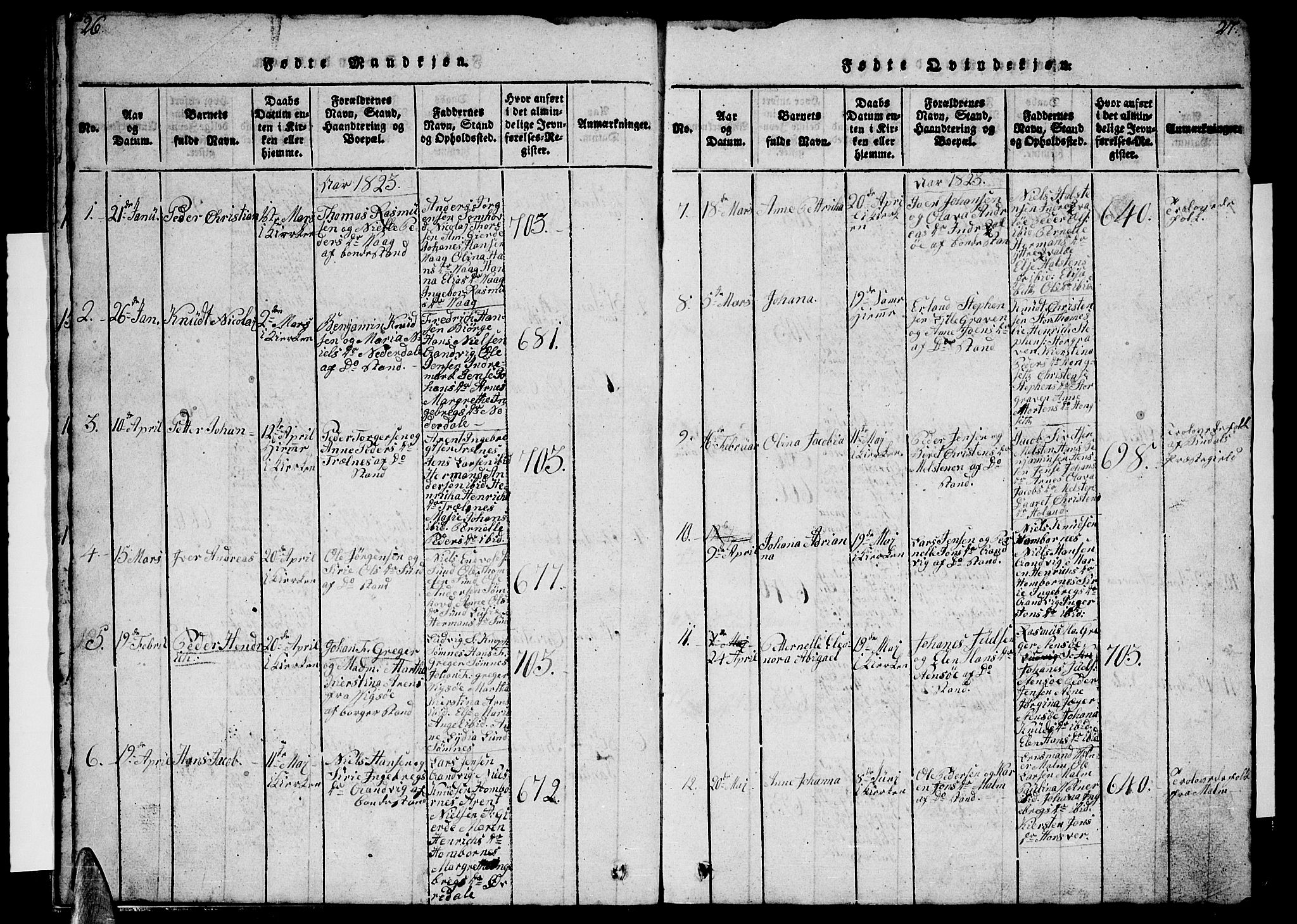 Ministerialprotokoller, klokkerbøker og fødselsregistre - Nordland, AV/SAT-A-1459/812/L0186: Klokkerbok nr. 812C04, 1820-1849, s. 26-27