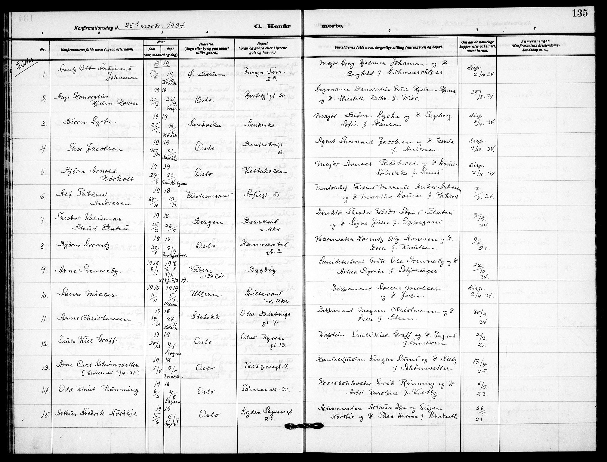 Garnisonsmenigheten Kirkebøker, SAO/A-10846/F/Fa/L0017: Ministerialbok nr. 17, 1926-1937, s. 135