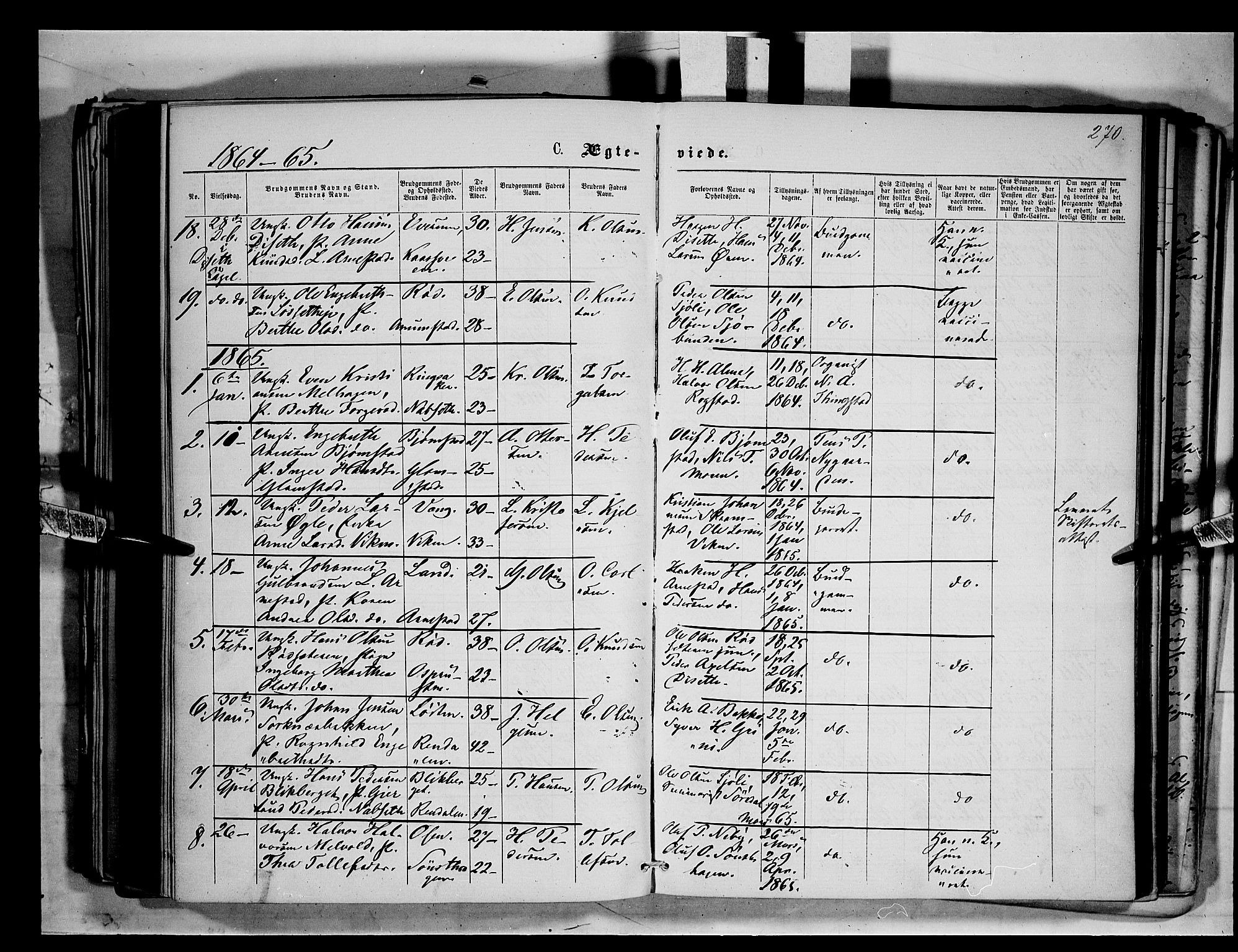 Åmot prestekontor, Hedmark, AV/SAH-PREST-056/H/Ha/Haa/L0008: Ministerialbok nr. 8, 1862-1875, s. 270
