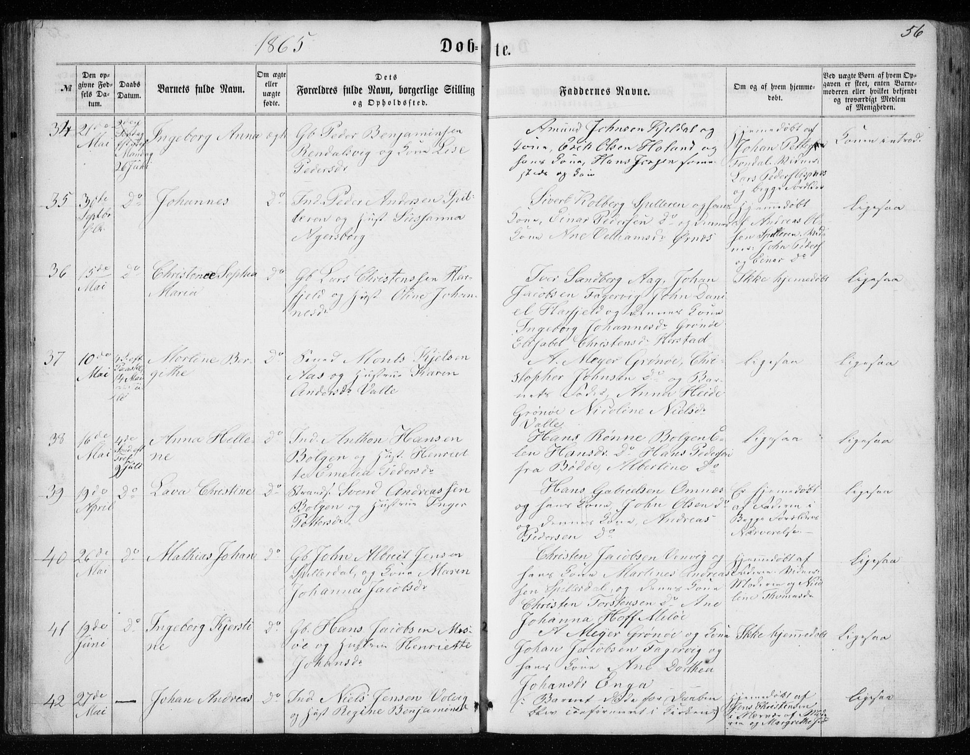 Ministerialprotokoller, klokkerbøker og fødselsregistre - Nordland, AV/SAT-A-1459/843/L0634: Klokkerbok nr. 843C03, 1860-1884, s. 56