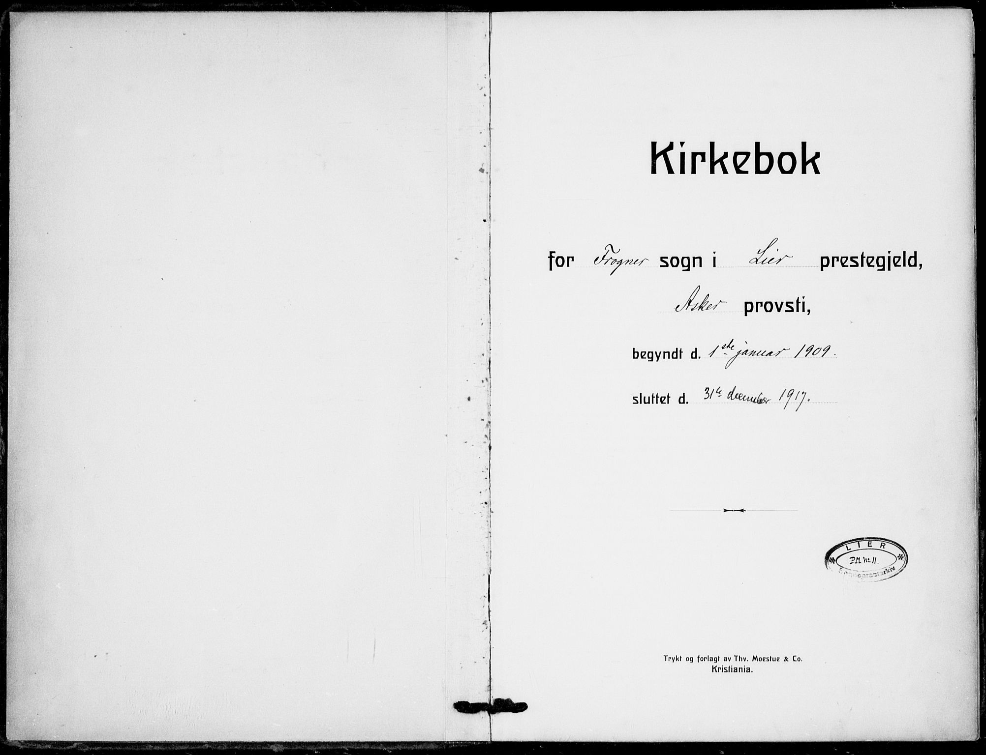 Lier kirkebøker, SAKO/A-230/F/Fa/L0018: Ministerialbok nr. I 18, 1909-1917