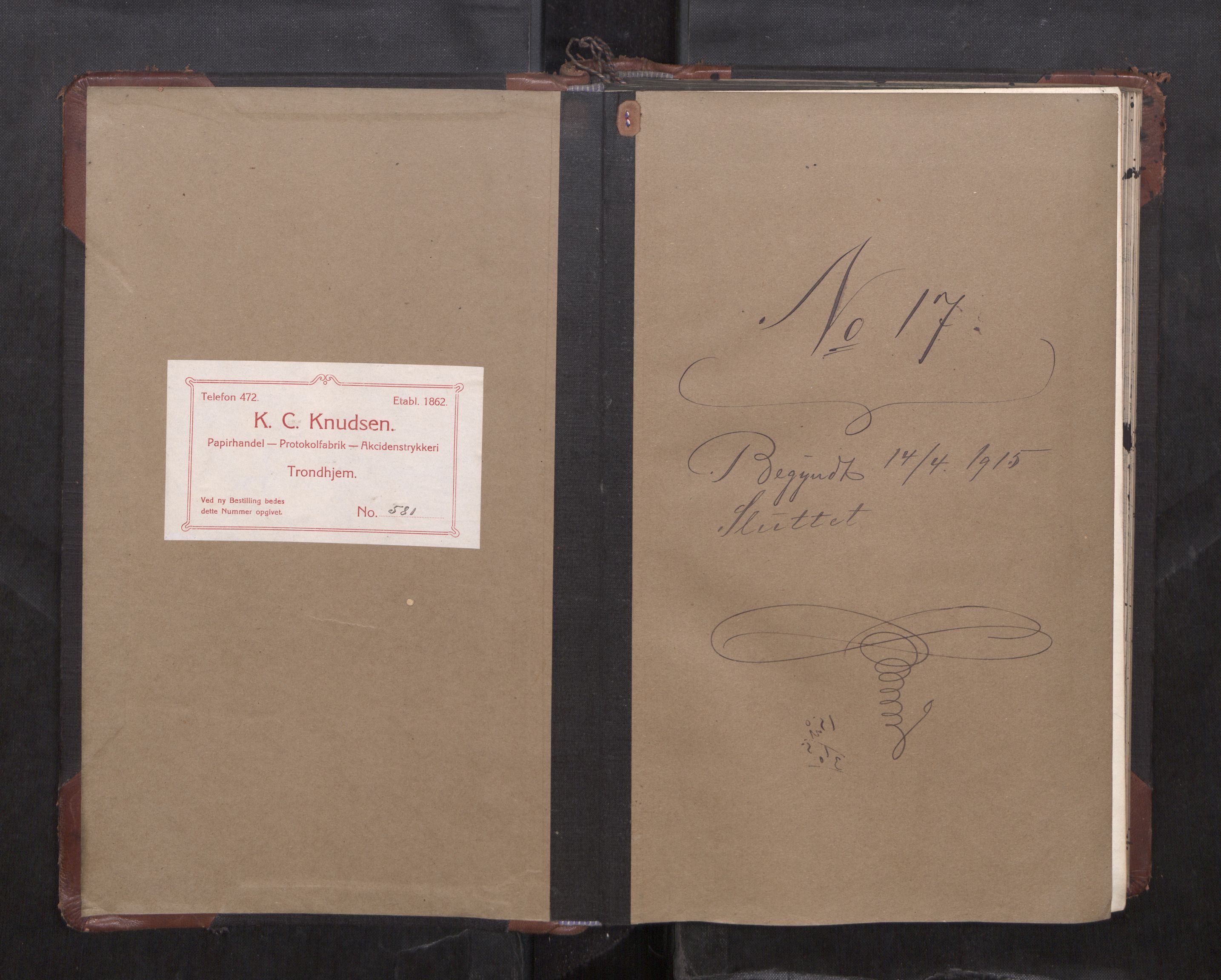 Trondheim byfogd, AV/SAT-A-0003/1/3/3C/L0036: Skifteregistreringsprotokoll - 14/4-24/9. (u/ register), 1915-1918
