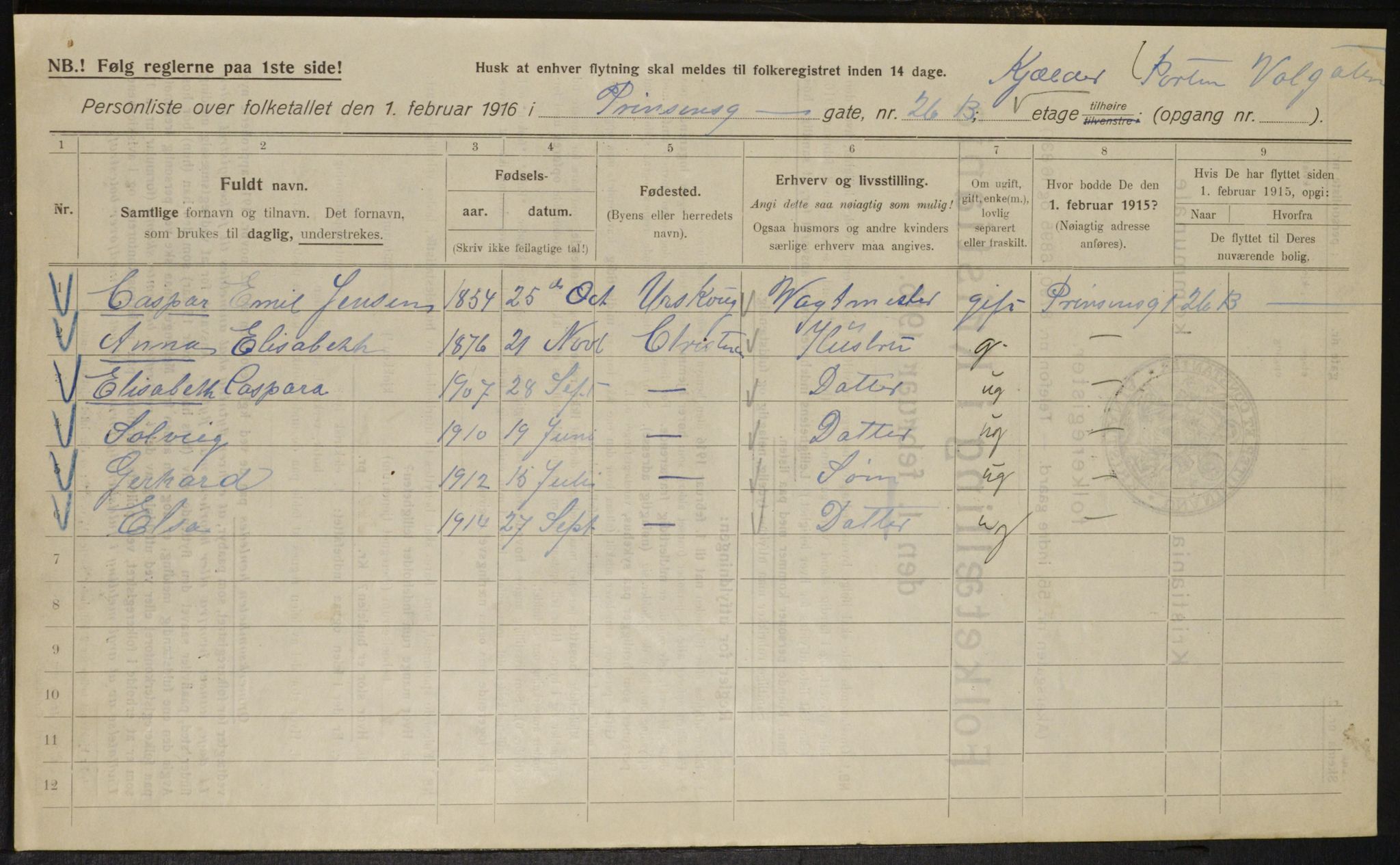 OBA, Kommunal folketelling 1.2.1916 for Kristiania, 1916, s. 83606