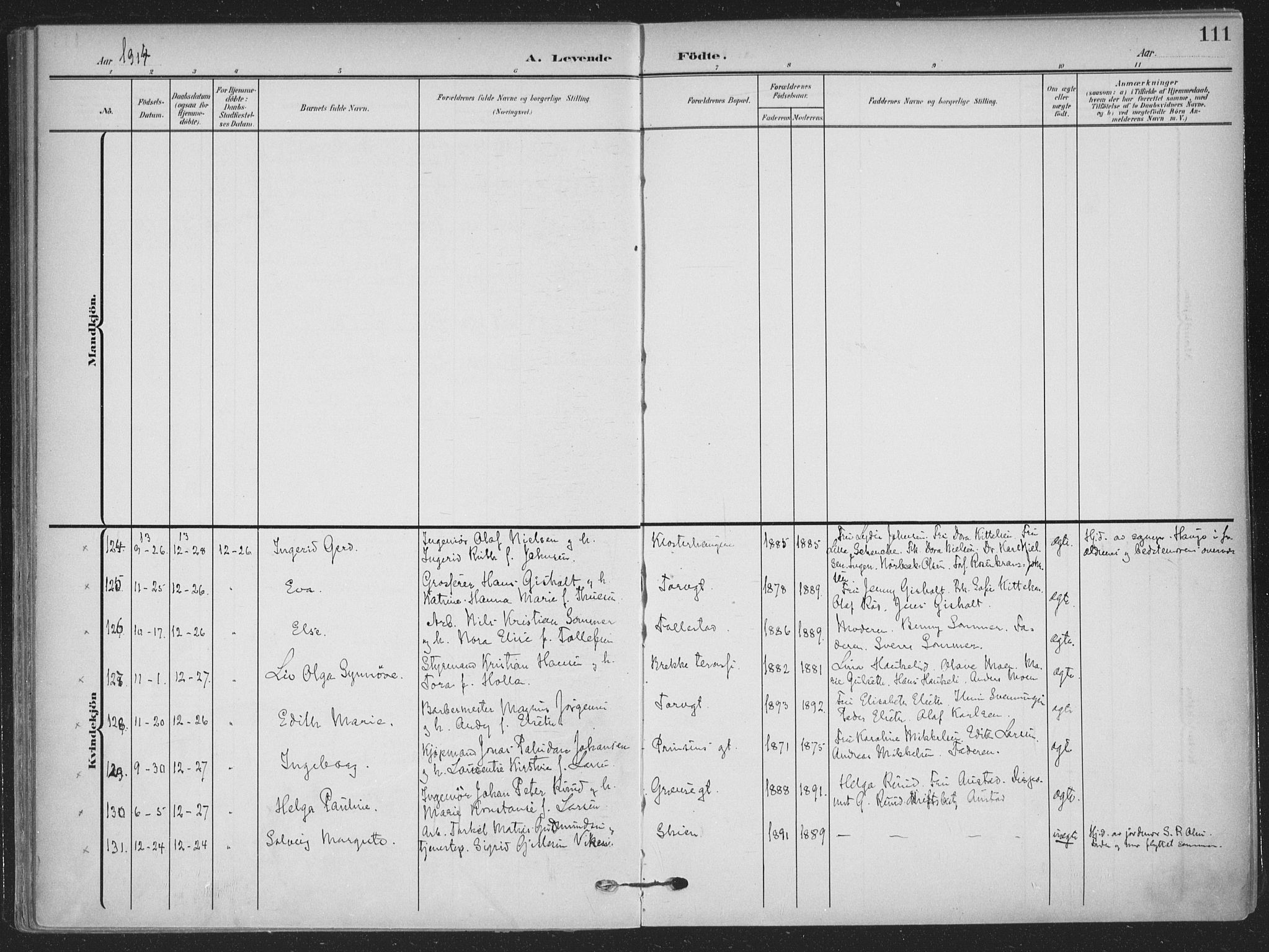 Skien kirkebøker, AV/SAKO-A-302/F/Fa/L0012: Ministerialbok nr. 12, 1908-1914, s. 111