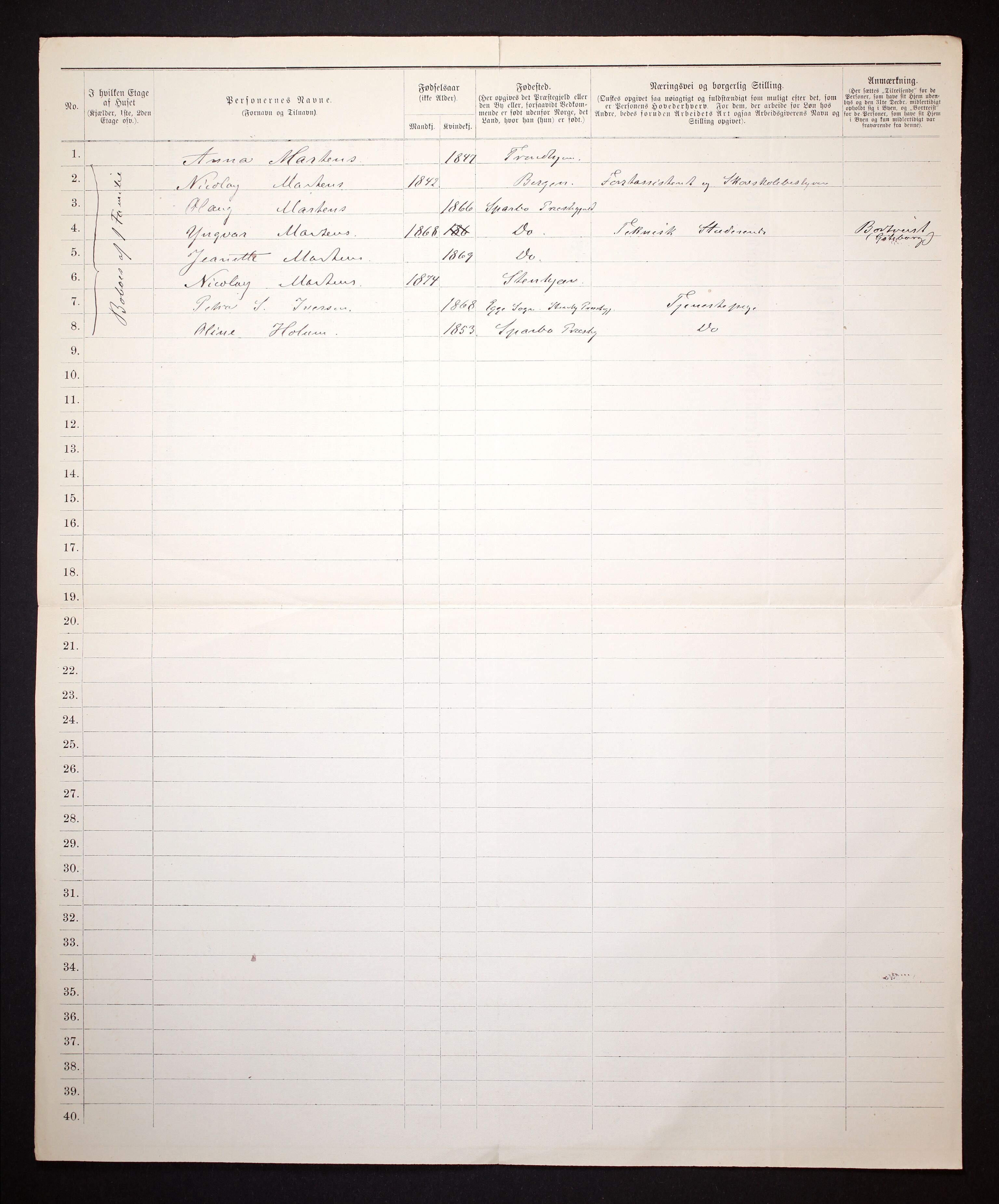 SAT, Folketelling 1885 for 1702 Steinkjer ladested, 1885, s. 176b