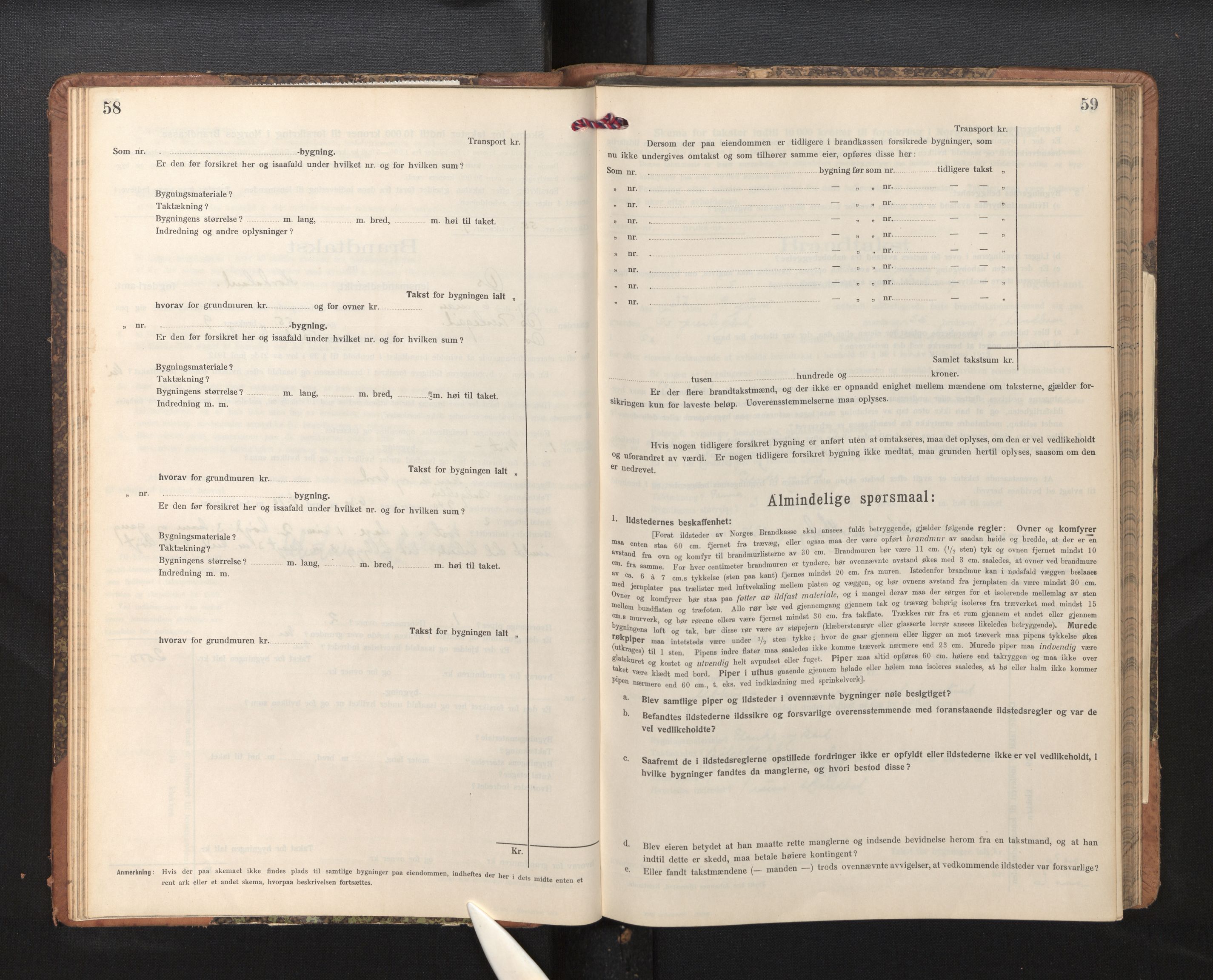 Lensmannen i Os, AV/SAB-A-34101/0012/L0009: Branntakstprotokoll, skjematakst, 1915-1955, s. 58-59