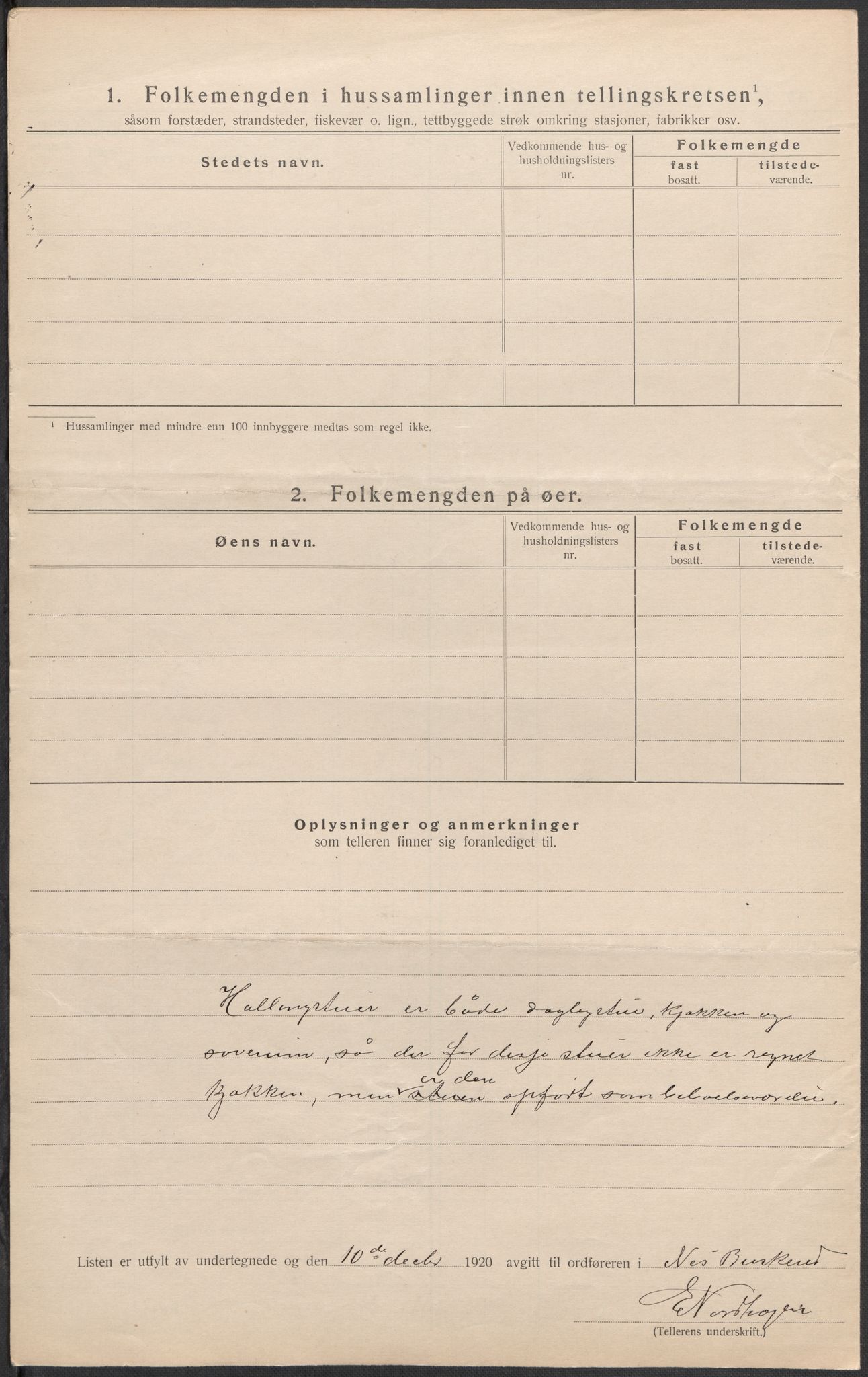 SAKO, Folketelling 1920 for 0616 Nes herred, 1920, s. 11