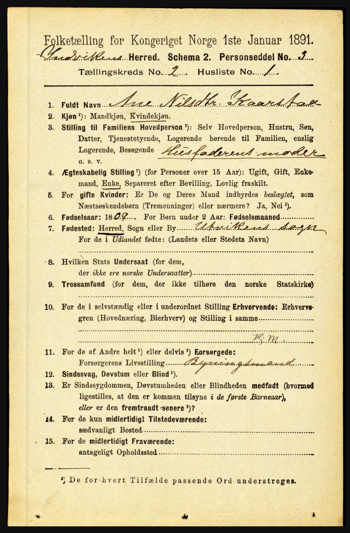 RA, Folketelling 1891 for 1447 Innvik herred, 1891, s. 613