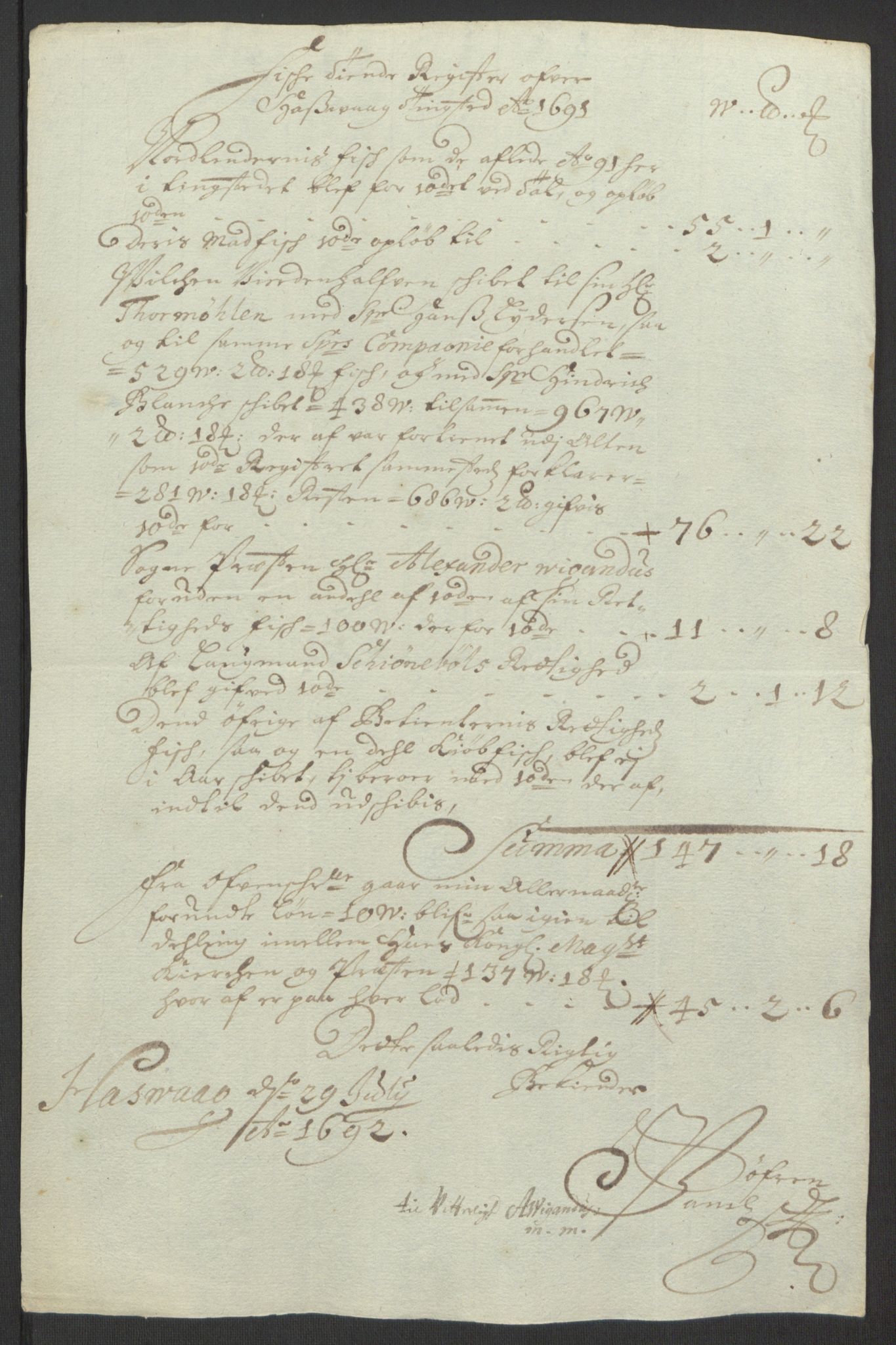 Rentekammeret inntil 1814, Reviderte regnskaper, Fogderegnskap, AV/RA-EA-4092/R69/L4851: Fogderegnskap Finnmark/Vardøhus, 1691-1700, s. 68