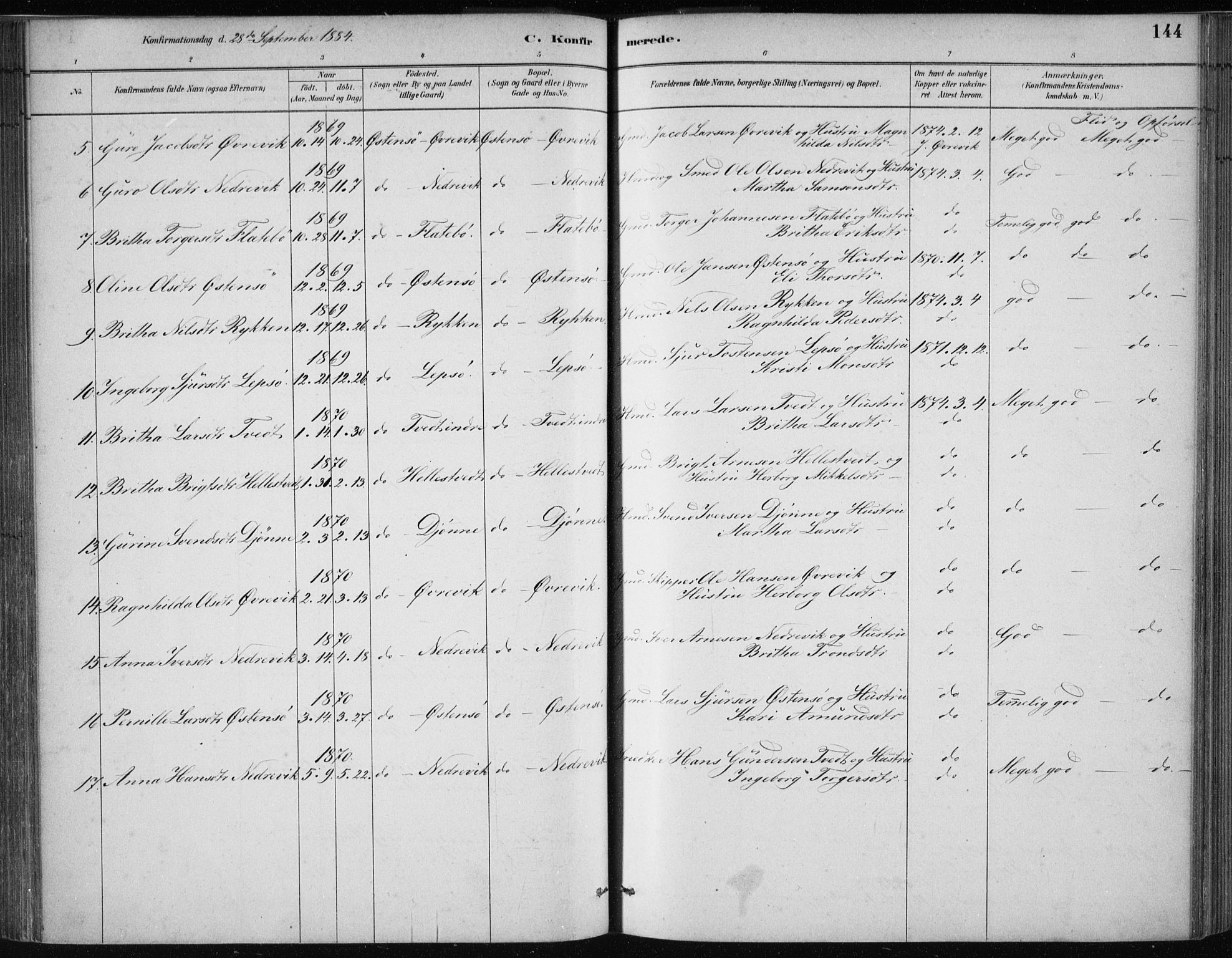 Kvam sokneprestembete, AV/SAB-A-76201/H/Haa: Ministerialbok nr. C  1, 1880-1906, s. 144