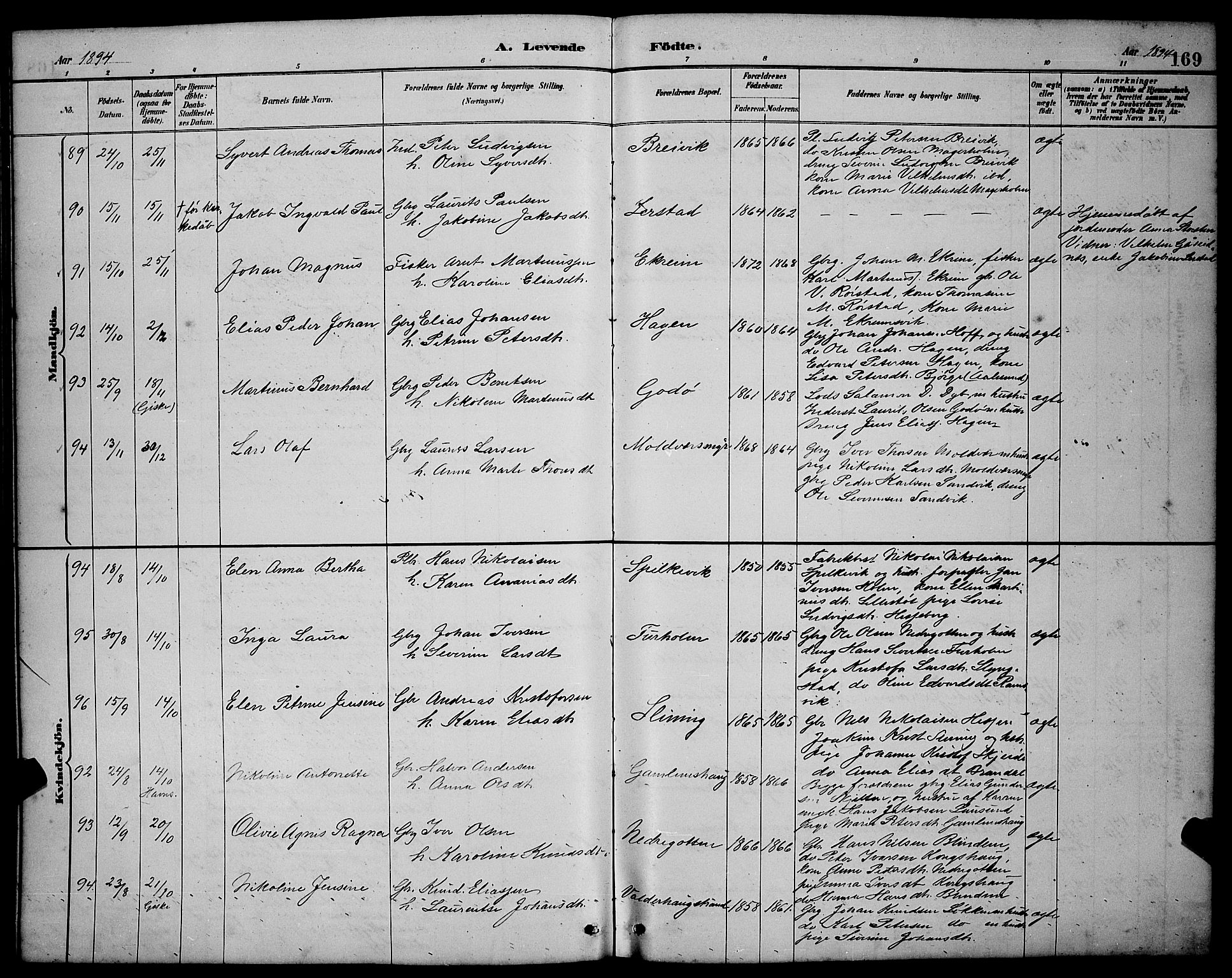 Ministerialprotokoller, klokkerbøker og fødselsregistre - Møre og Romsdal, AV/SAT-A-1454/528/L0431: Klokkerbok nr. 528C12, 1885-1898, s. 169