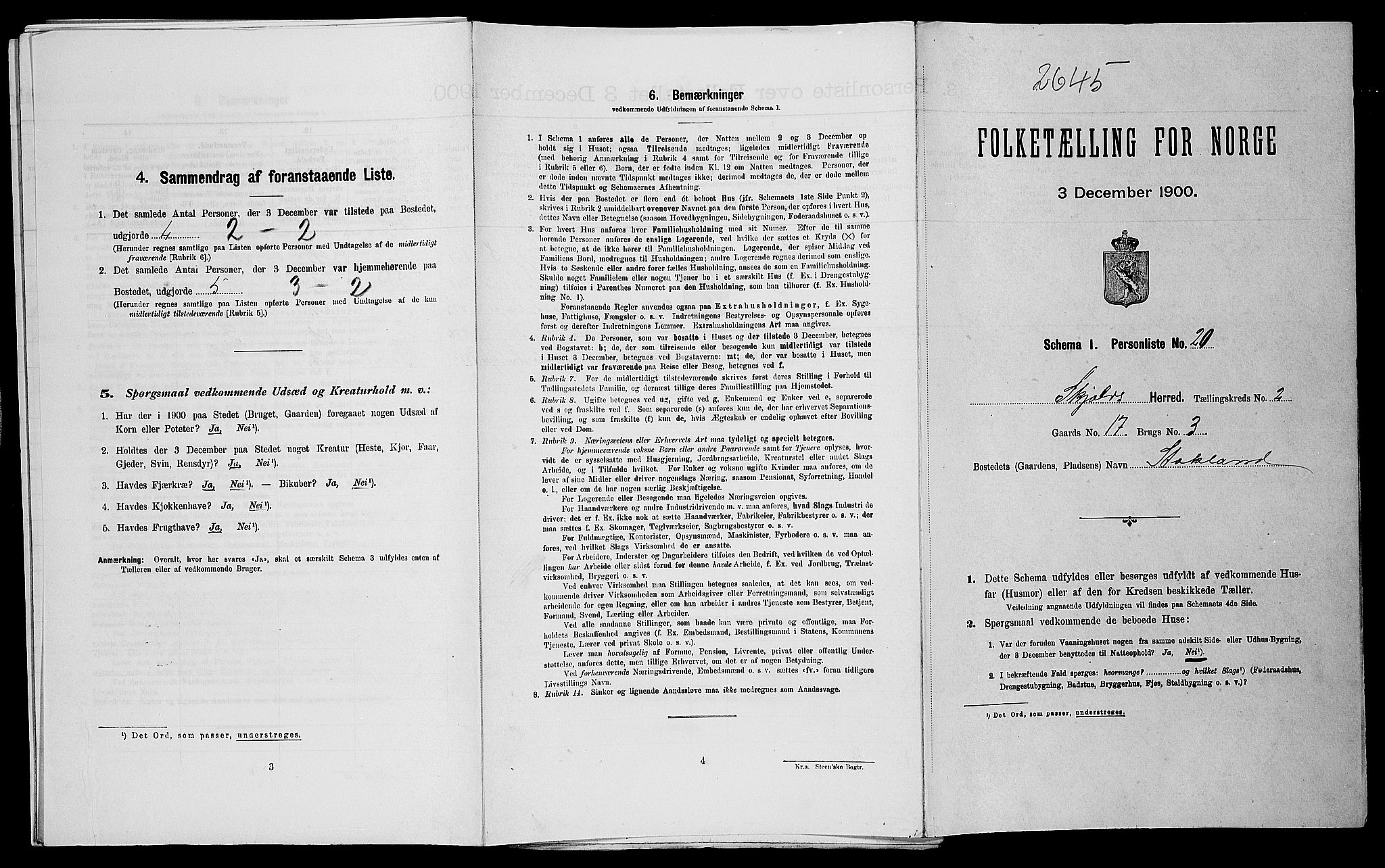 SAST, Folketelling 1900 for 1154 Skjold herred, 1900, s. 235