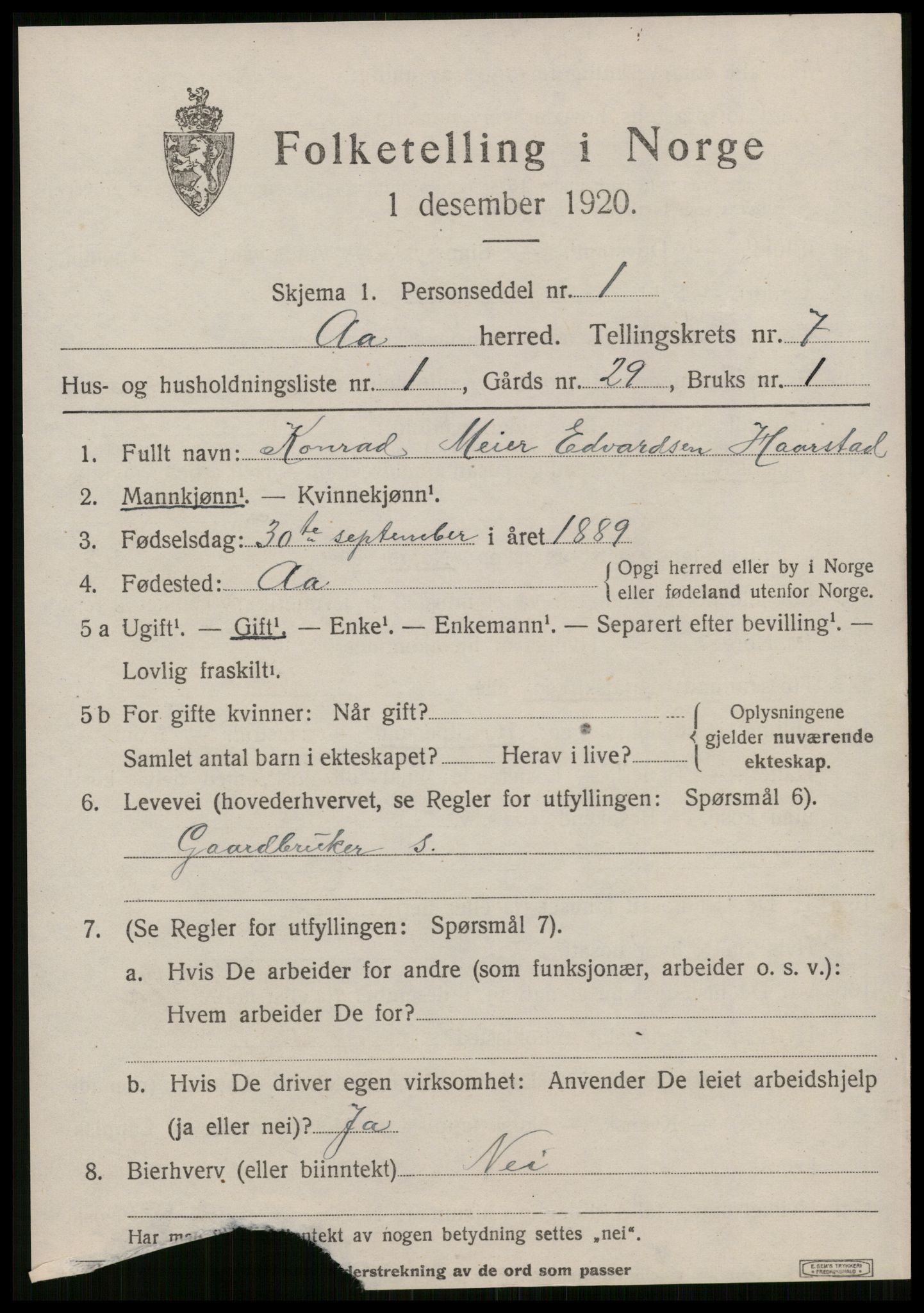 SAT, Folketelling 1920 for 1630 Å herred, 1920, s. 2894