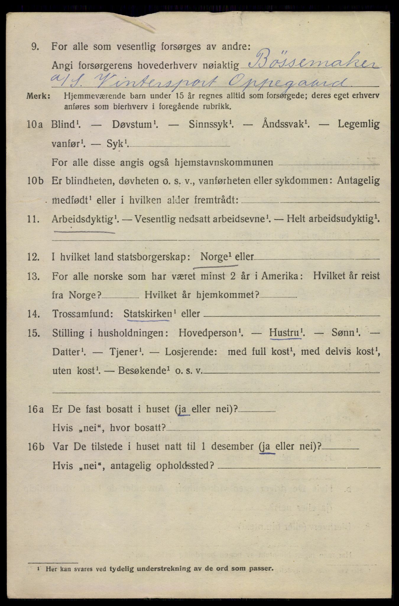 SAO, Folketelling 1920 for 0301 Kristiania kjøpstad, 1920, s. 191916