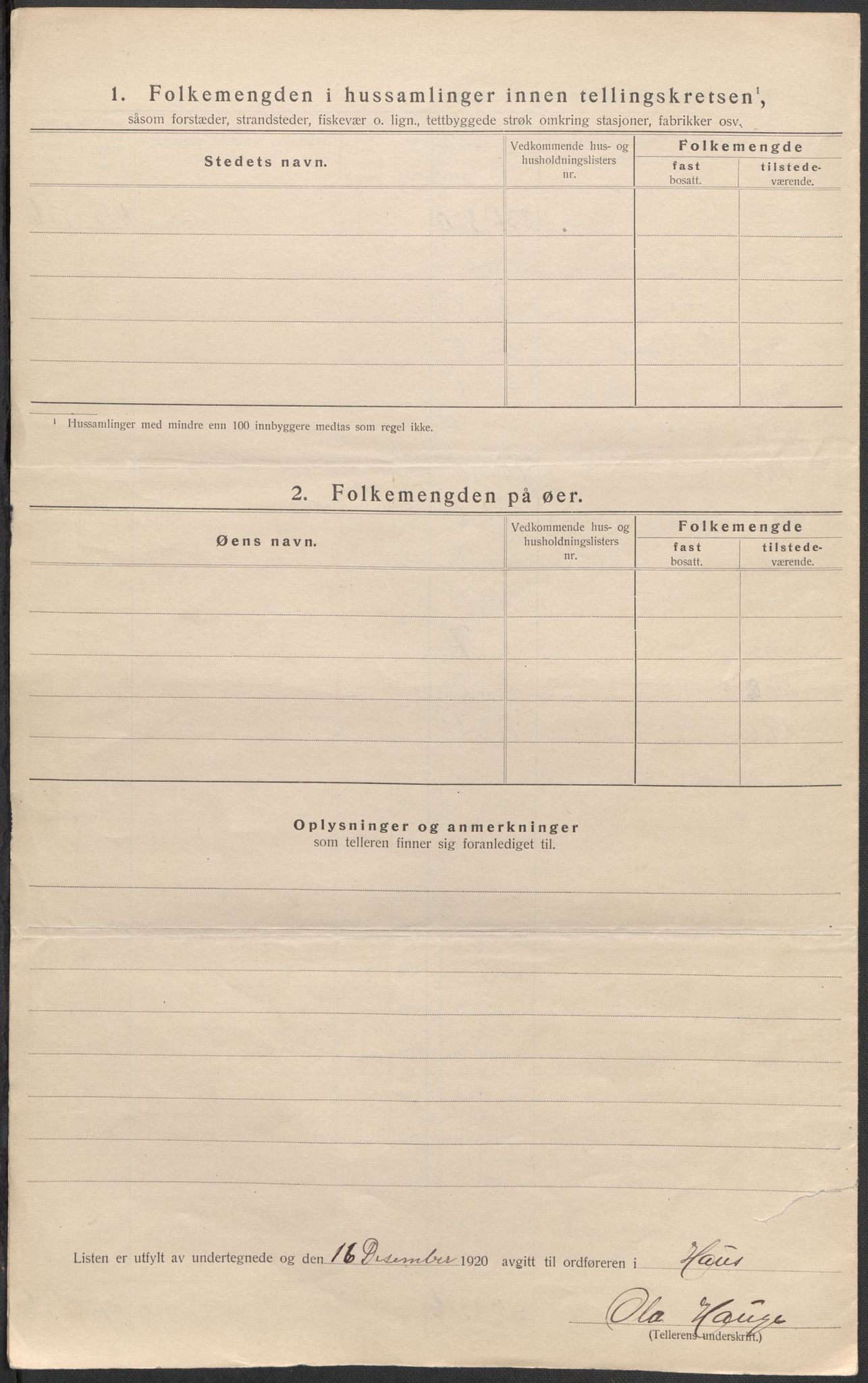 SAB, Folketelling 1920 for 1250 Haus herred, 1920, s. 44