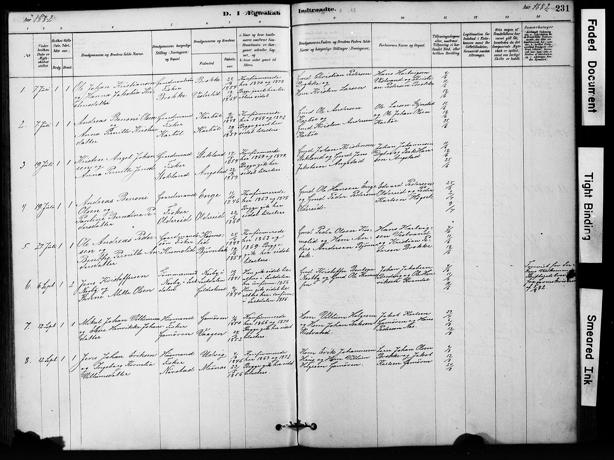 Ministerialprotokoller, klokkerbøker og fødselsregistre - Nordland, SAT/A-1459/852/L0754: Klokkerbok nr. 852C05, 1878-1894, s. 231