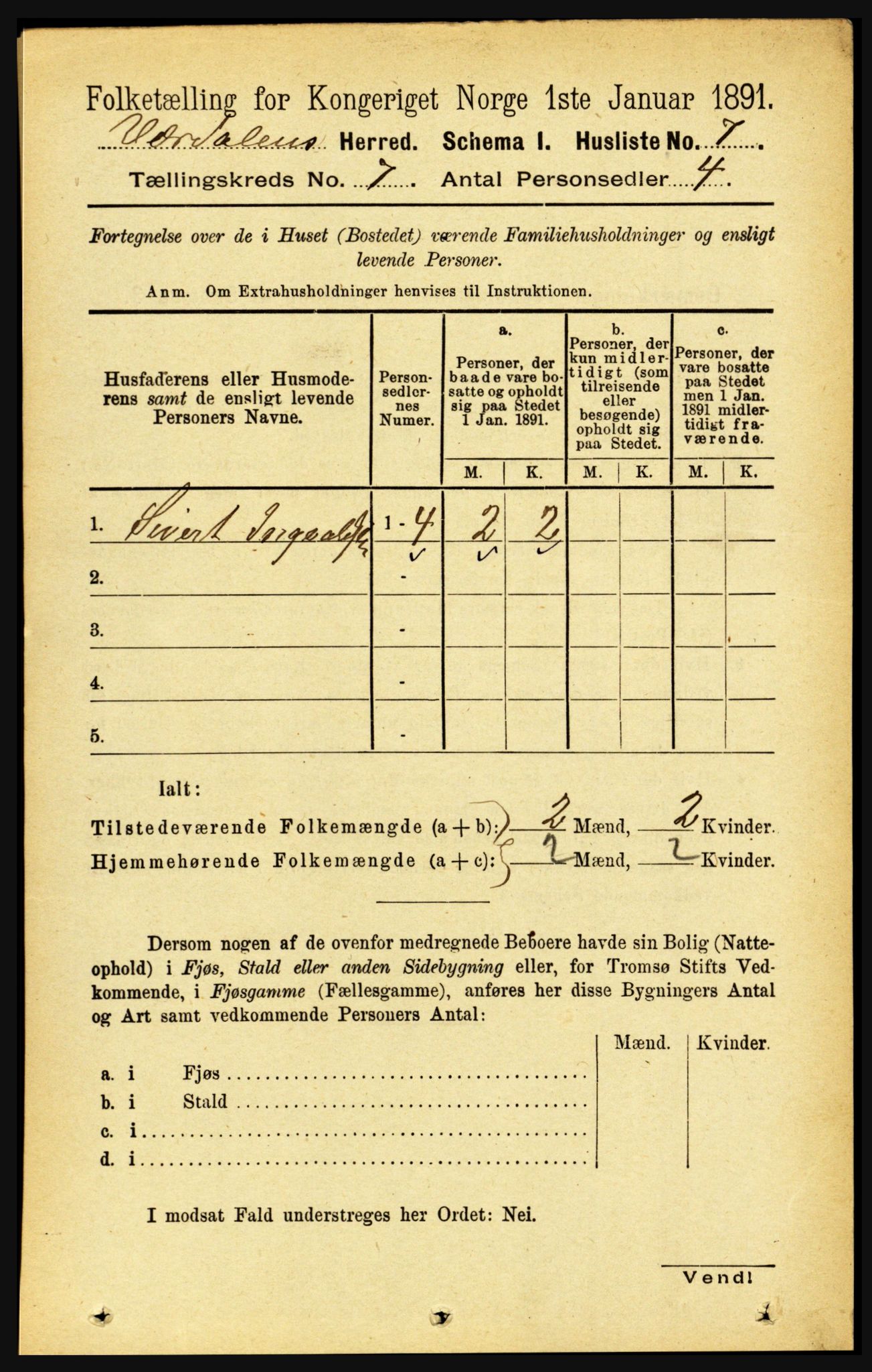 RA, Folketelling 1891 for 1721 Verdal herred, 1891, s. 3921