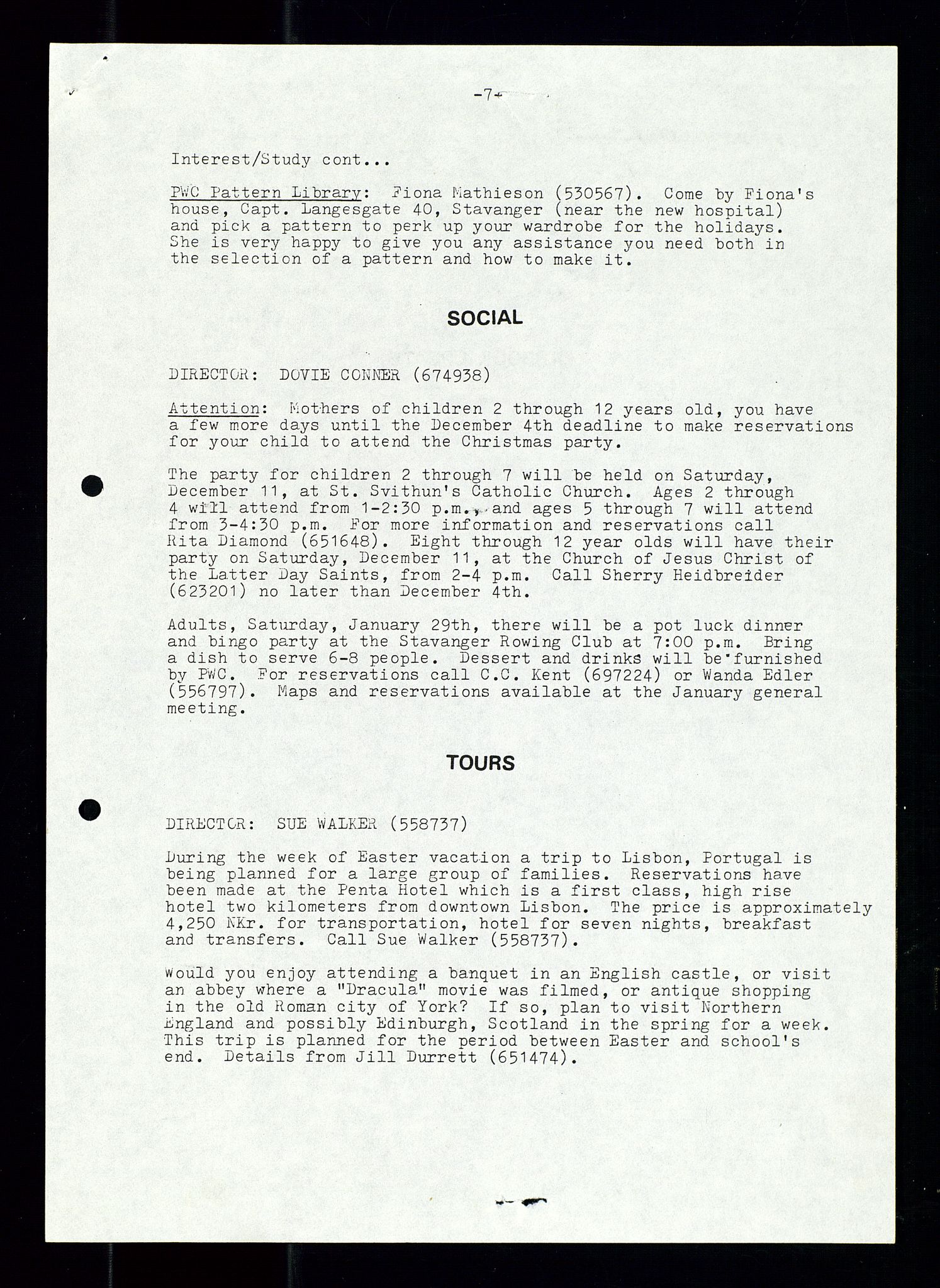 PA 1547 - Petroleum Wives Club, AV/SAST-A-101974/X/Xa/L0002: Newsletter, 1979-1987