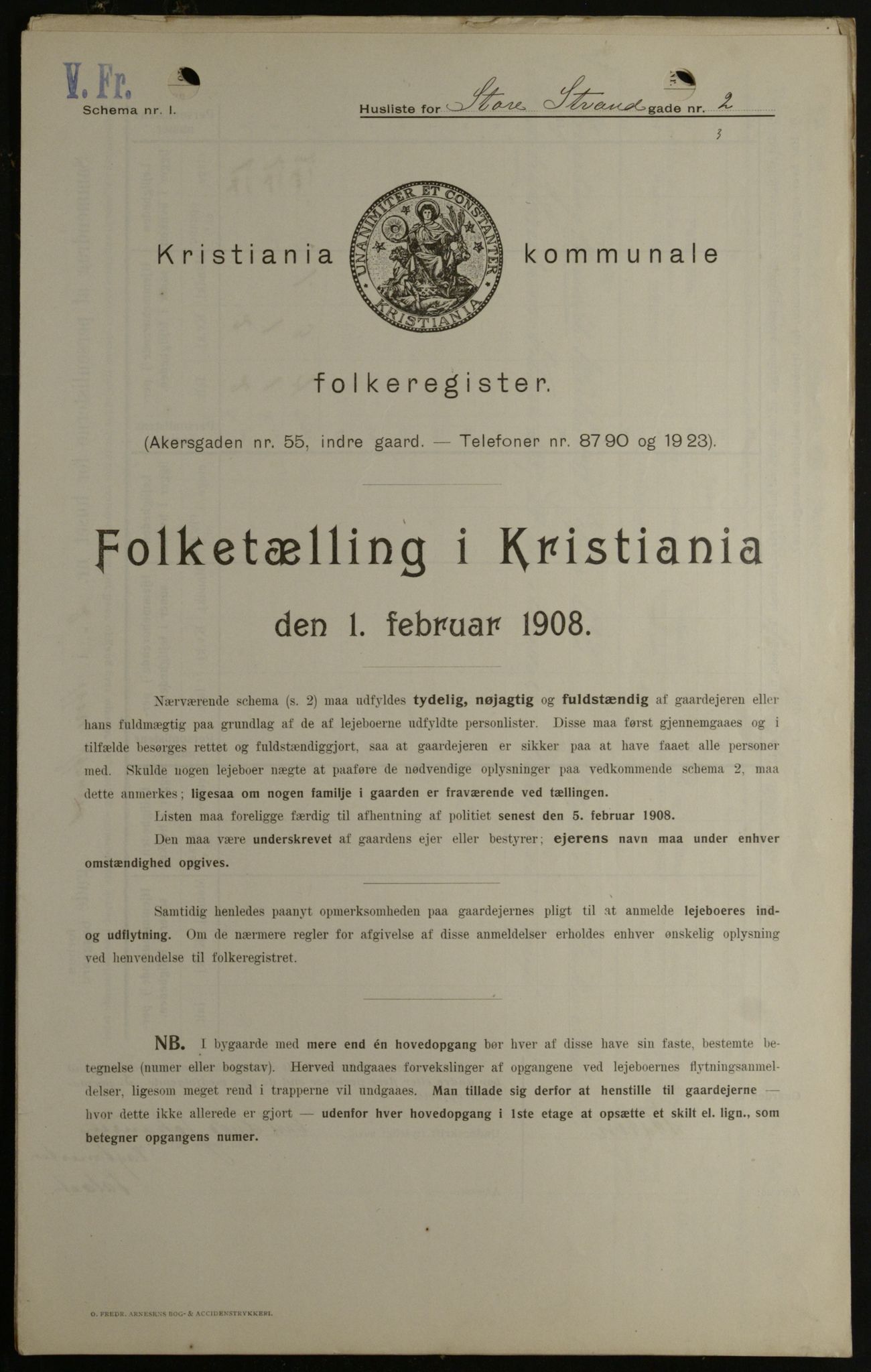 OBA, Kommunal folketelling 1.2.1908 for Kristiania kjøpstad, 1908, s. 92400