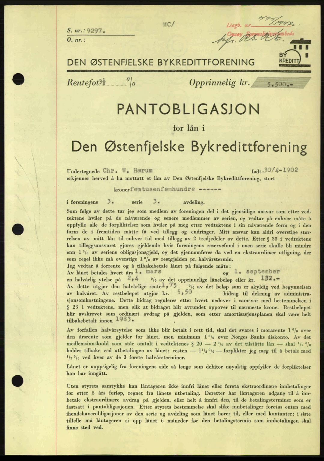 Onsøy sorenskriveri, SAO/A-10474/G/Ga/Gac/L0003: Pantebok nr. B3, 1940-1944, Dagboknr: 495/1942