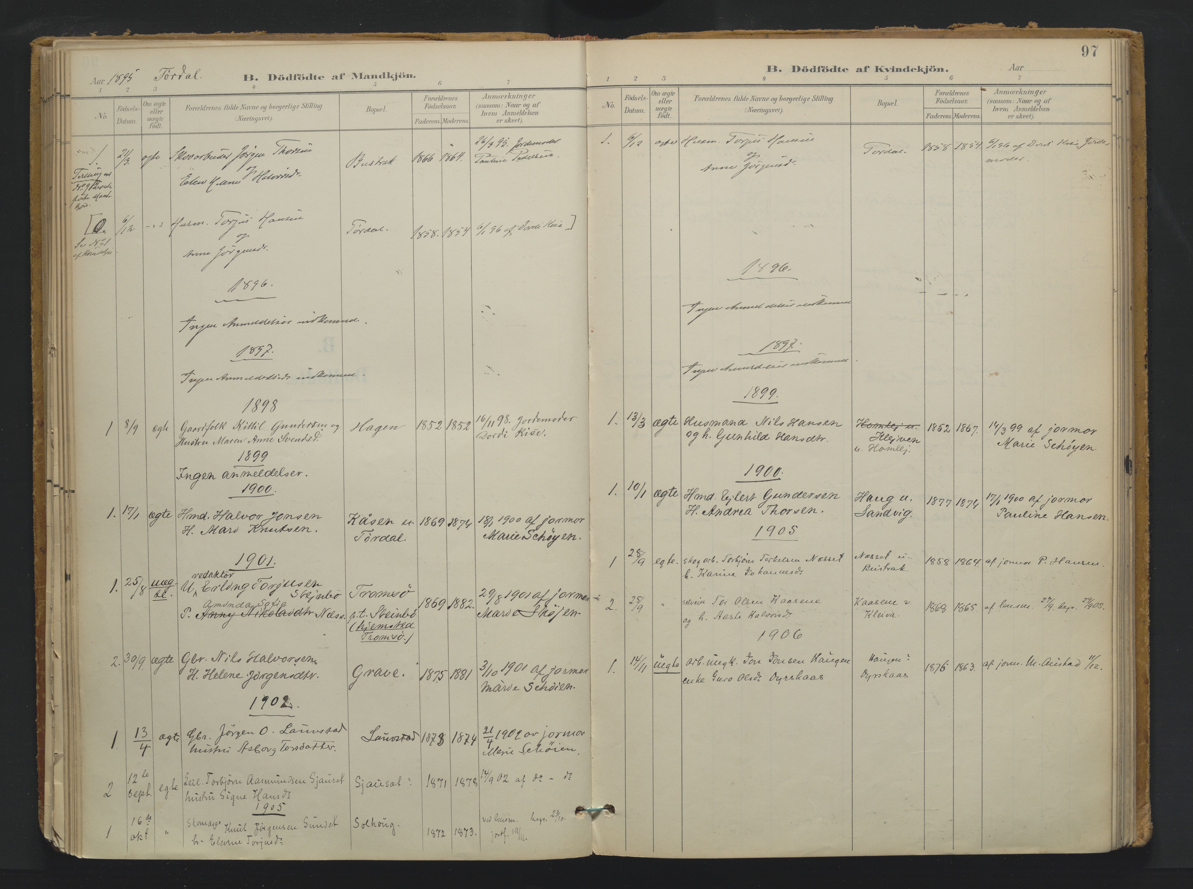 Drangedal kirkebøker, SAKO/A-258/F/Fa/L0013: Ministerialbok nr. 13, 1895-1919, s. 97