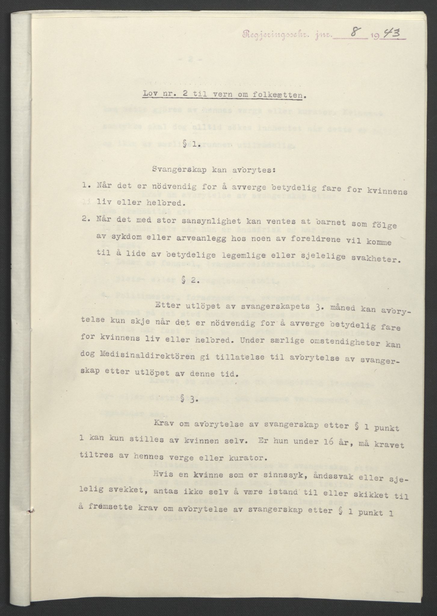 NS-administrasjonen 1940-1945 (Statsrådsekretariatet, de kommisariske statsråder mm), RA/S-4279/D/Db/L0099: Lover, 1943, s. 9