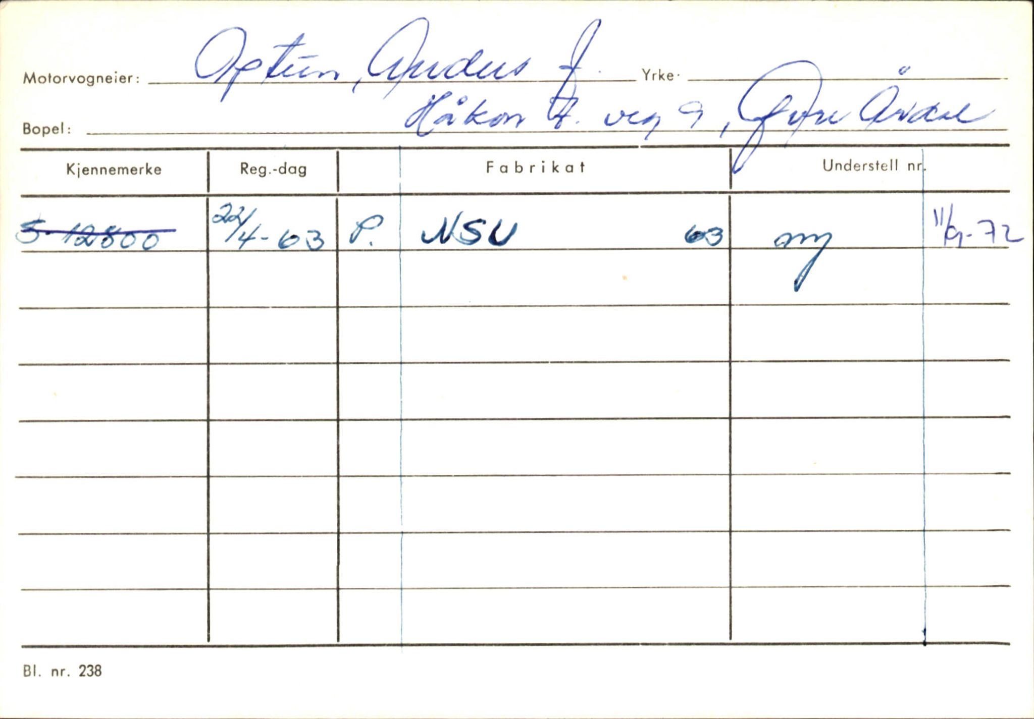 Statens vegvesen, Sogn og Fjordane vegkontor, SAB/A-5301/4/F/L0145: Registerkort Vågsøy S-Å. Årdal I-P, 1945-1975, s. 2326