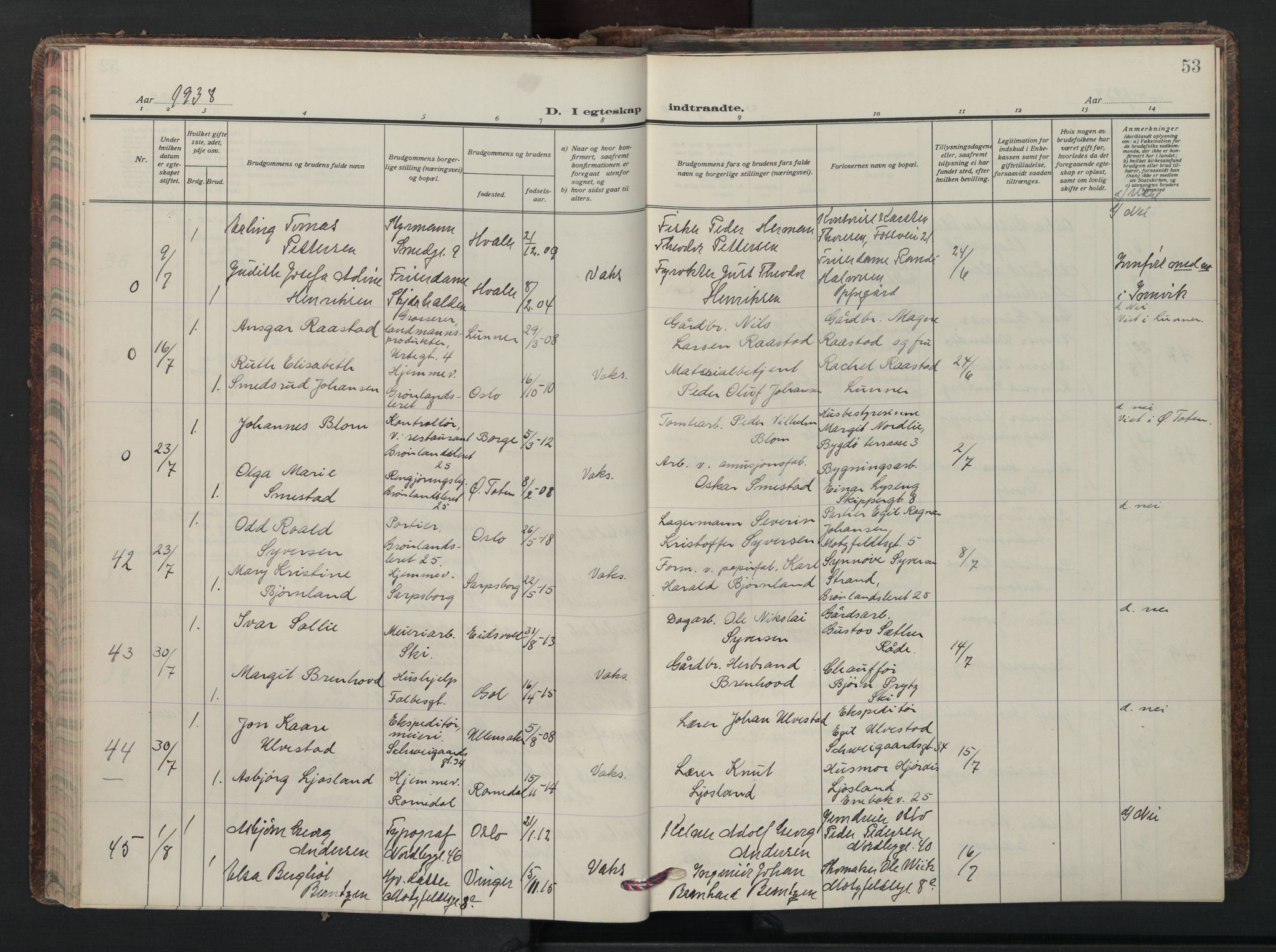 Grønland prestekontor Kirkebøker, AV/SAO-A-10848/F/Fa/L0020: Ministerialbok nr. 20, 1935-1946, s. 53