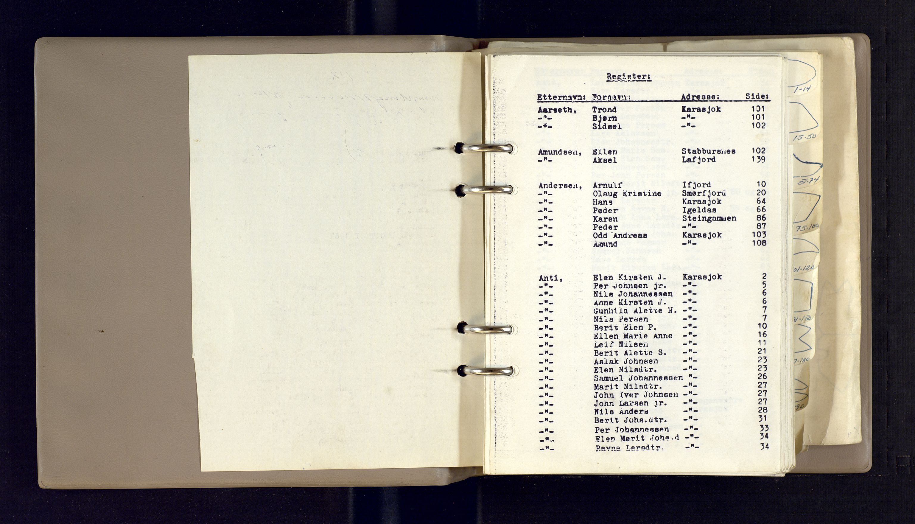 Lappefogden i Finnmark/Reindriftsforvaltningen Øst-Finnmark, AV/SATØ-S-1461/G/Gd/L0001/0002: Reinmerkeregisterprotokoller / Reinmerkeregisterprotokoll for Karasjok reinsogn, 1967-1969