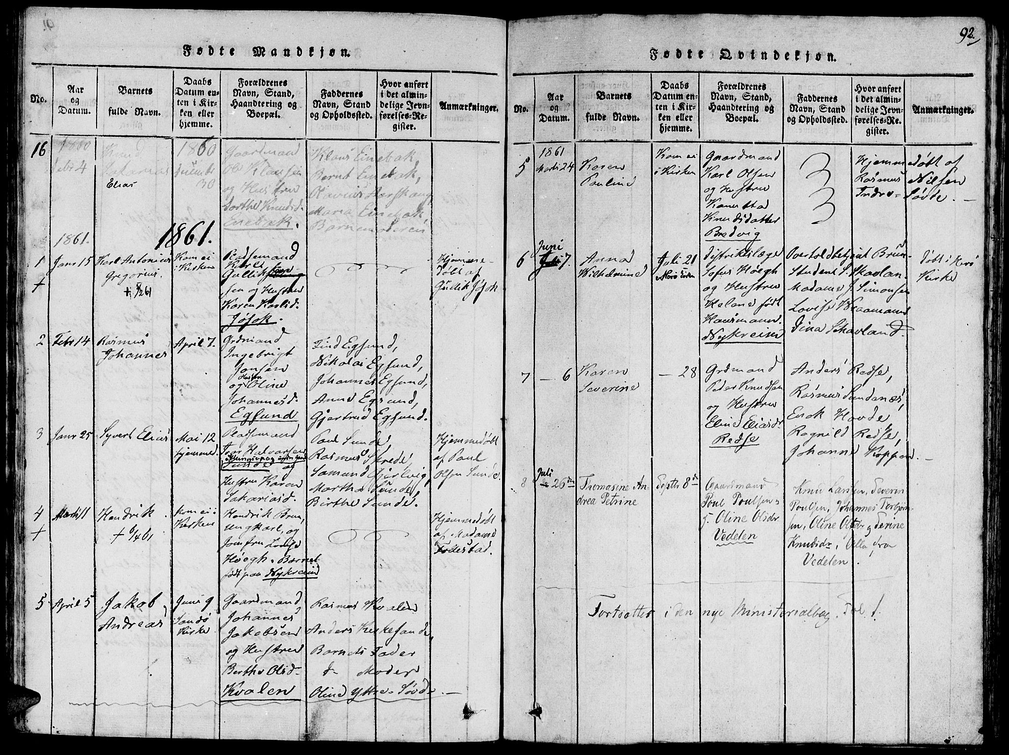 Ministerialprotokoller, klokkerbøker og fødselsregistre - Møre og Romsdal, AV/SAT-A-1454/504/L0054: Ministerialbok nr. 504A01, 1816-1861, s. 92