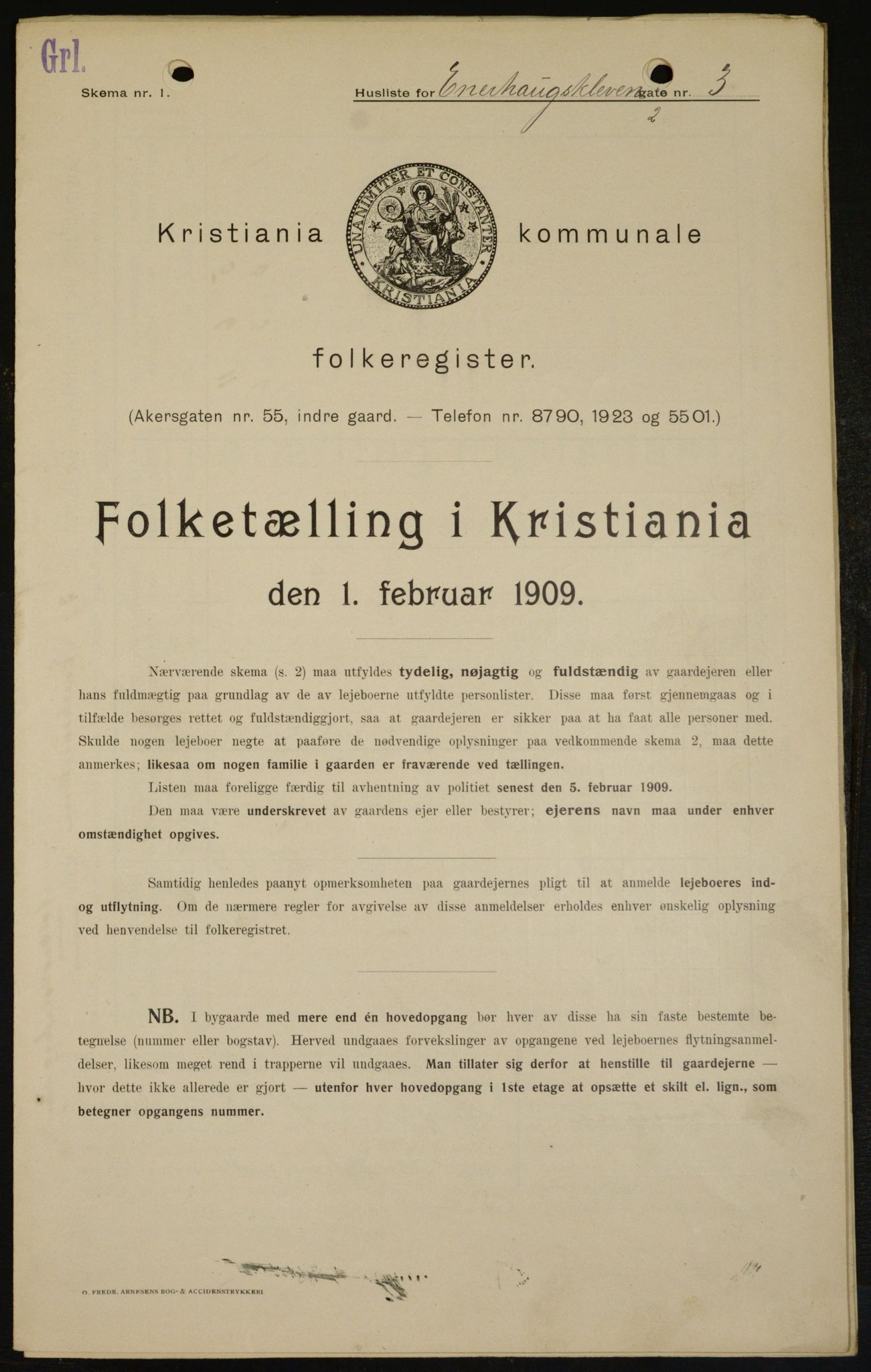 OBA, Kommunal folketelling 1.2.1909 for Kristiania kjøpstad, 1909, s. 19588