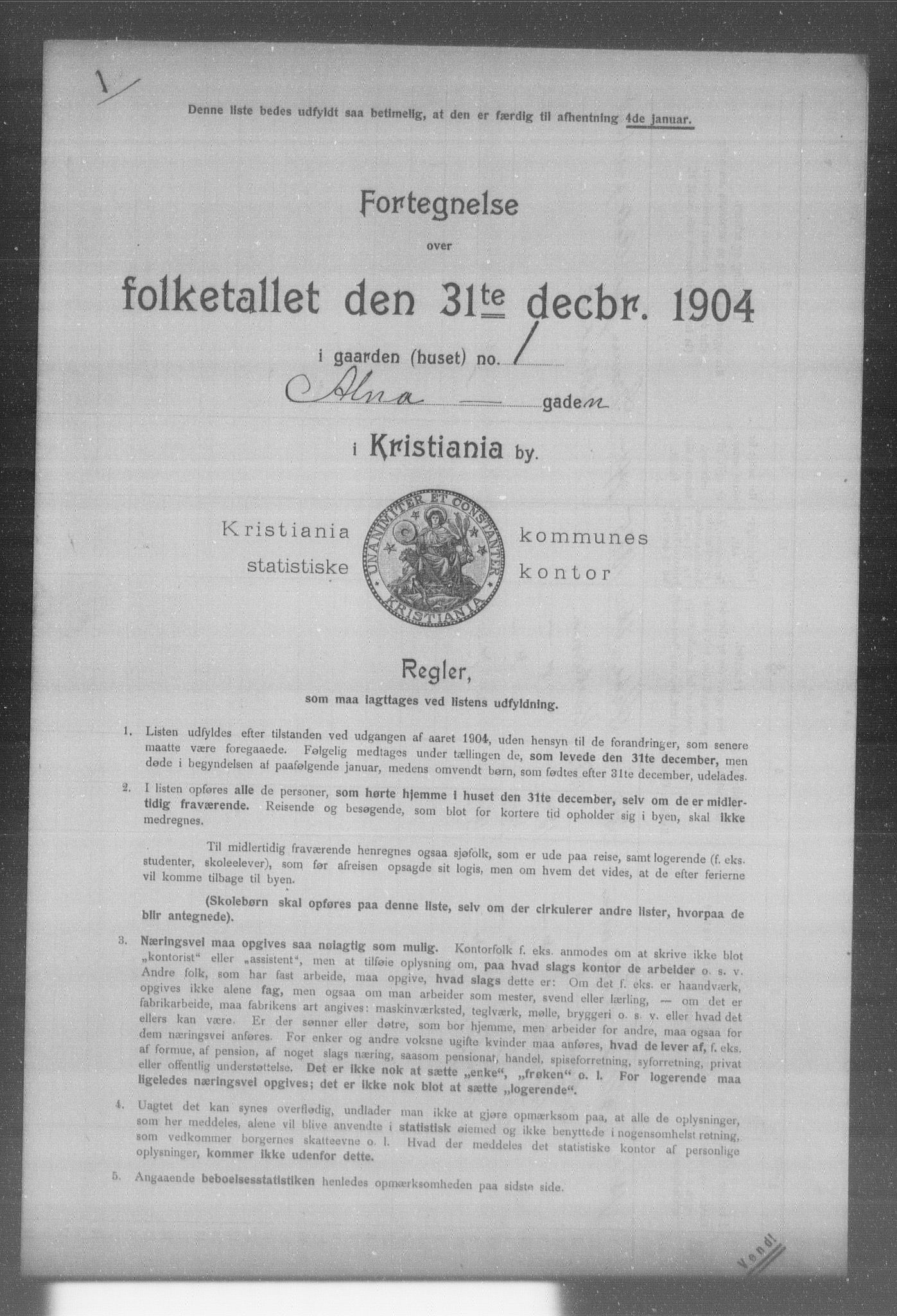 OBA, Kommunal folketelling 31.12.1904 for Kristiania kjøpstad, 1904, s. 393