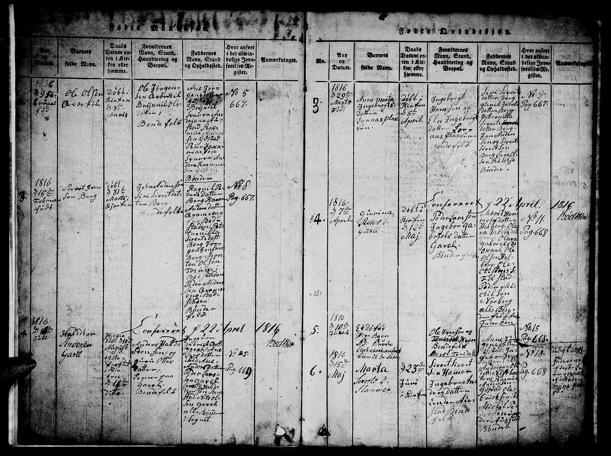Ministerialprotokoller, klokkerbøker og fødselsregistre - Nord-Trøndelag, SAT/A-1458/731/L0310: Klokkerbok nr. 731C01, 1816-1874, s. 2-3