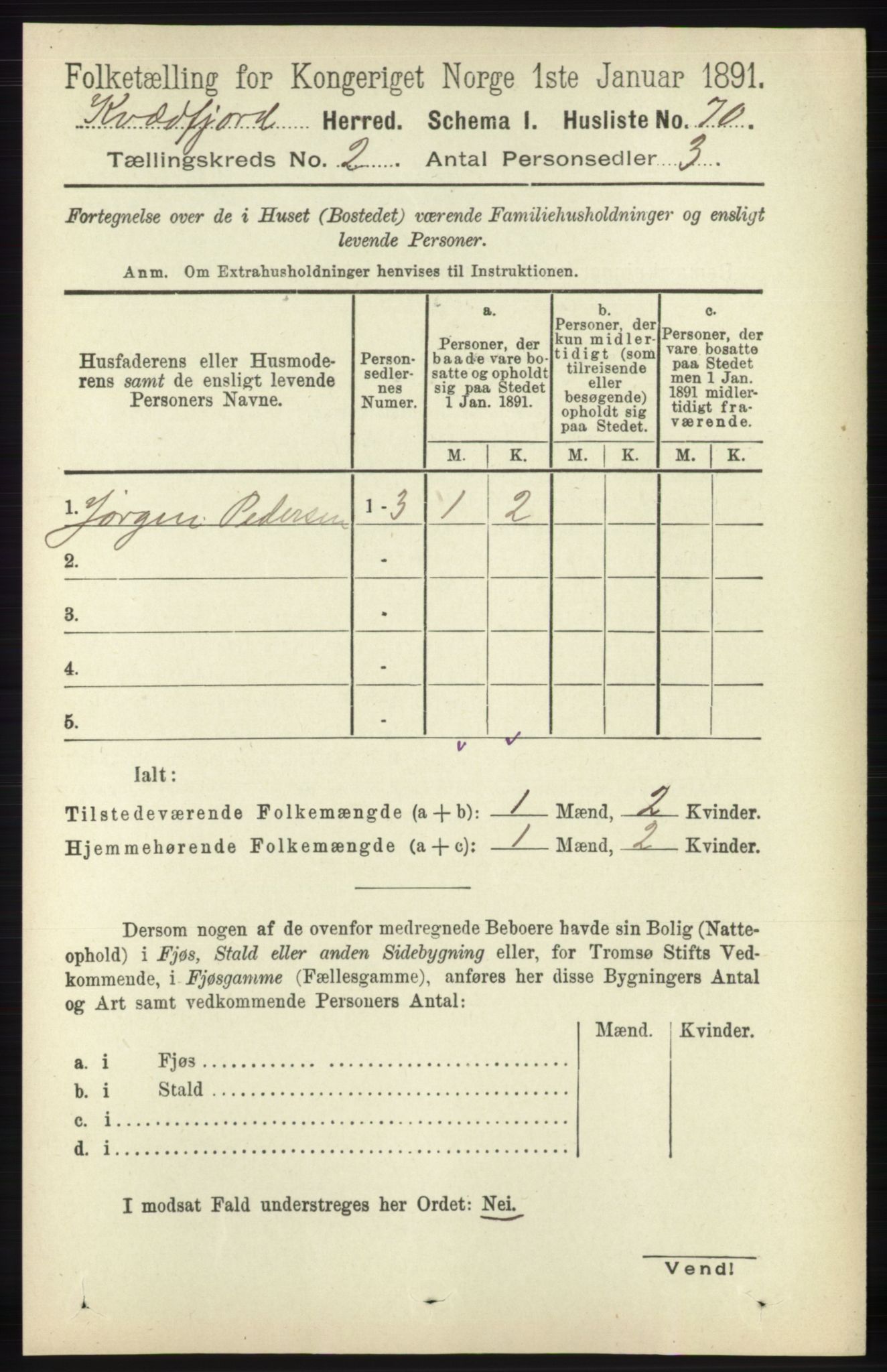 RA, Folketelling 1891 for 1911 Kvæfjord herred, 1891, s. 697