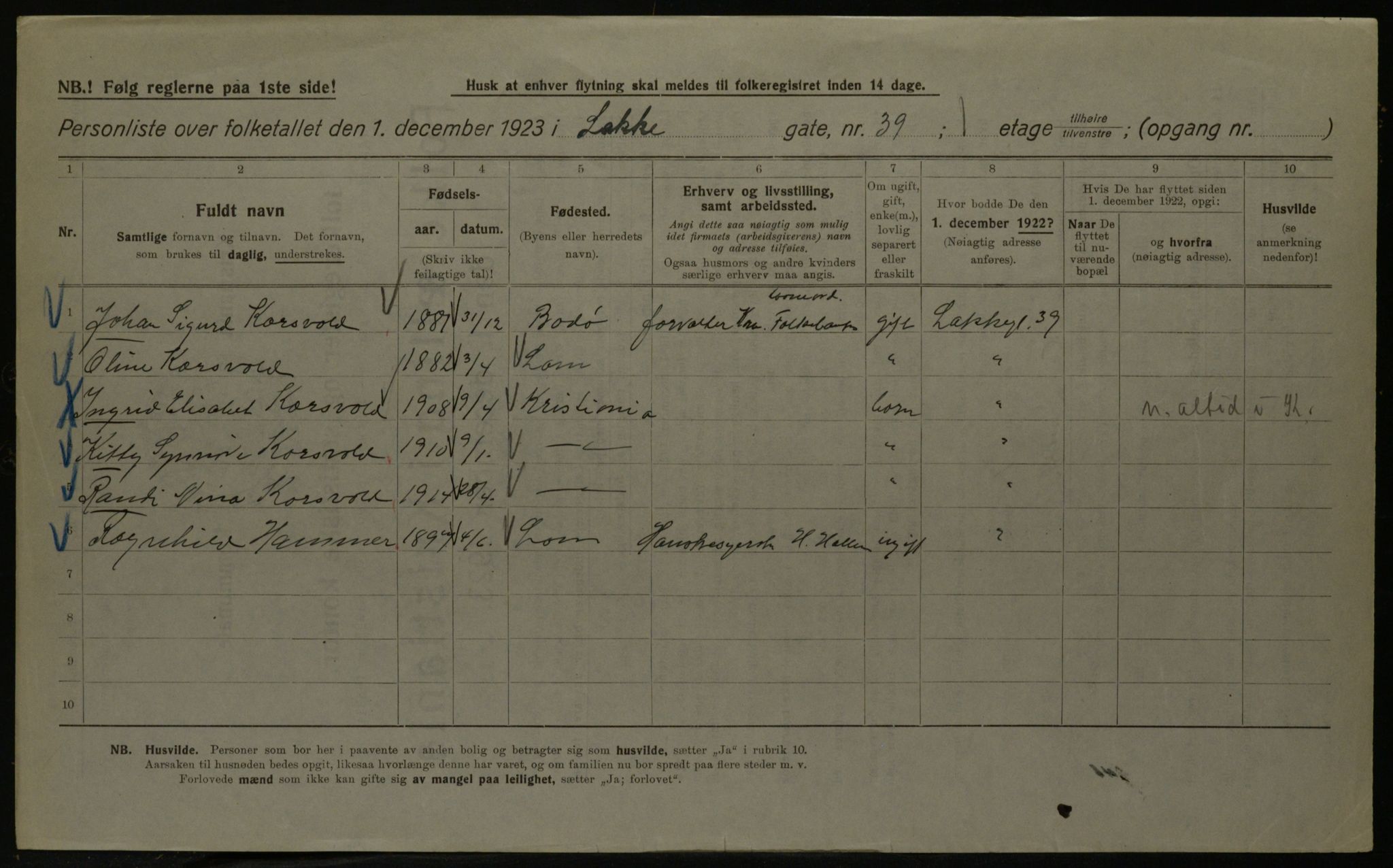 OBA, Kommunal folketelling 1.12.1923 for Kristiania, 1923, s. 62032