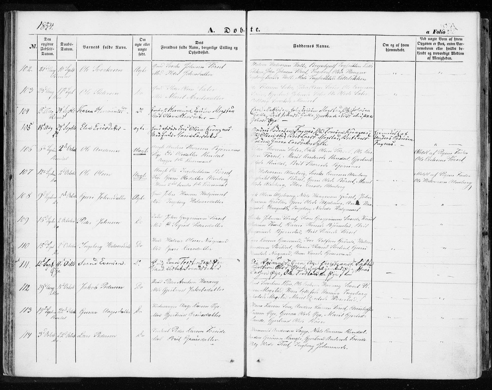 Ministerialprotokoller, klokkerbøker og fødselsregistre - Møre og Romsdal, AV/SAT-A-1454/595/L1044: Ministerialbok nr. 595A06, 1852-1863, s. 32