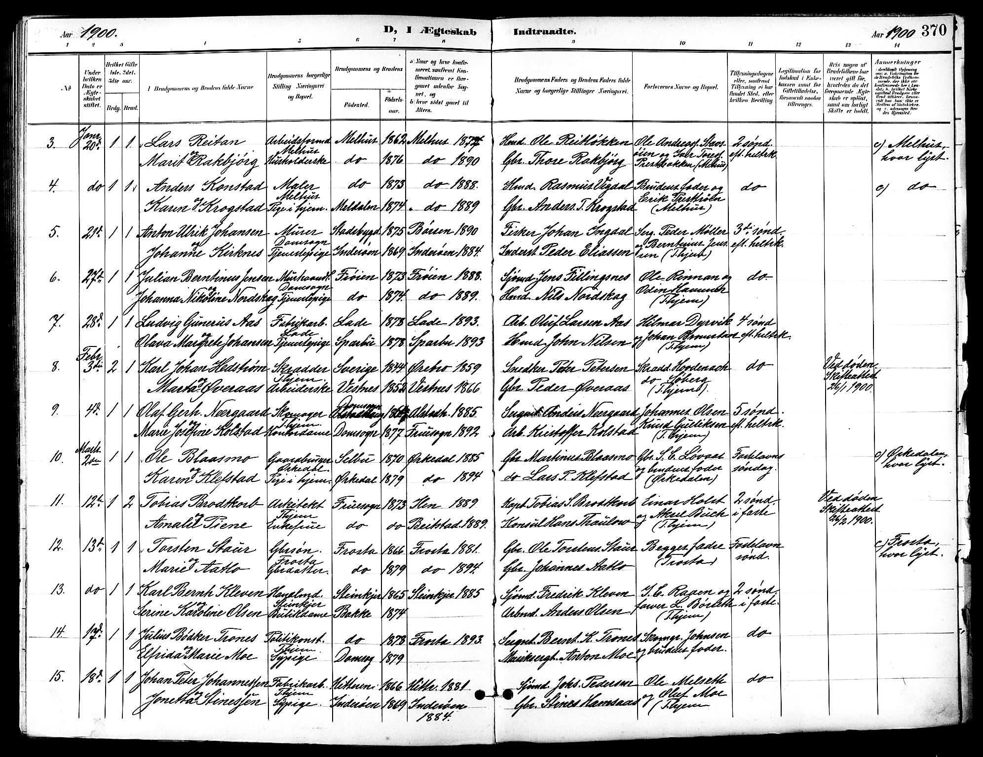 Ministerialprotokoller, klokkerbøker og fødselsregistre - Sør-Trøndelag, SAT/A-1456/601/L0094: Klokkerbok nr. 601C12, 1898-1911, s. 370