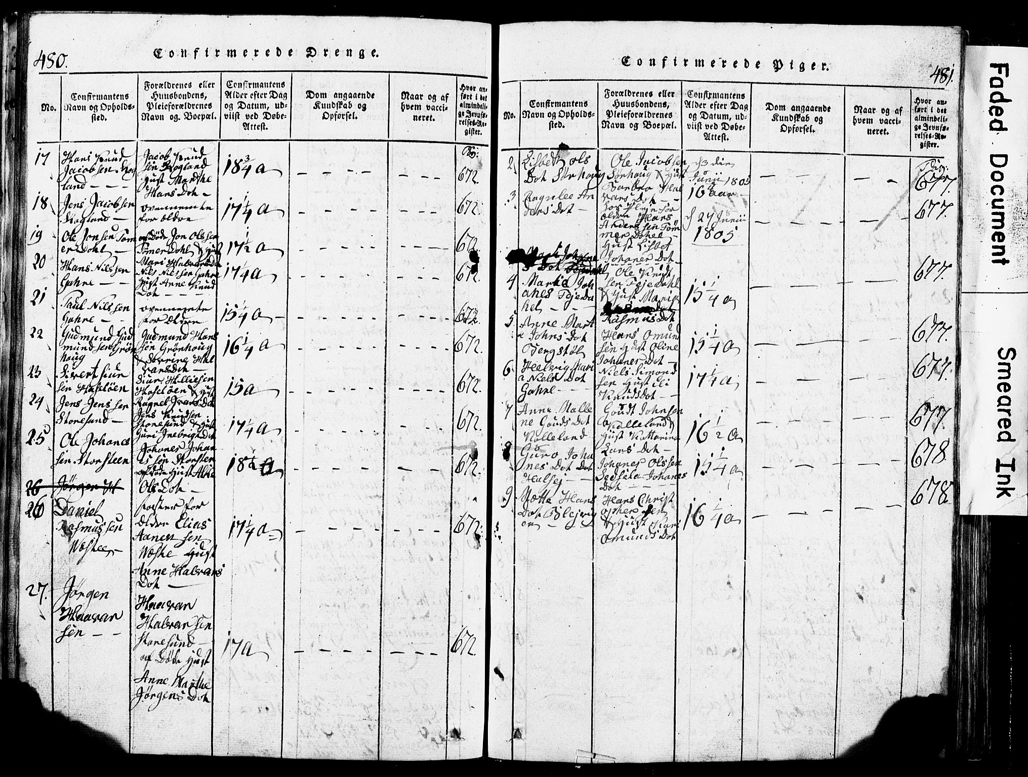 Torvastad sokneprestkontor, SAST/A -101857/H/Ha/Hab/L0002: Klokkerbok nr. B 2, 1817-1834, s. 480-481