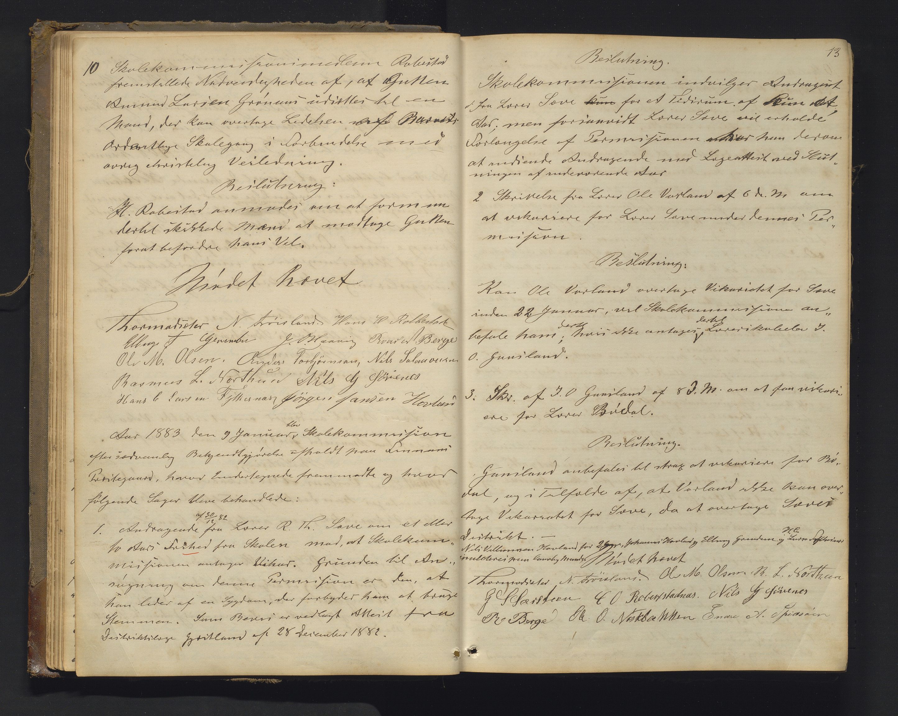 Finnaas kommune. Skulestyret, IKAH/1218a-211/A/Aa/L0001: Møtebok for Finnås skulekommisjon / styre, 1879-1910, s. 13