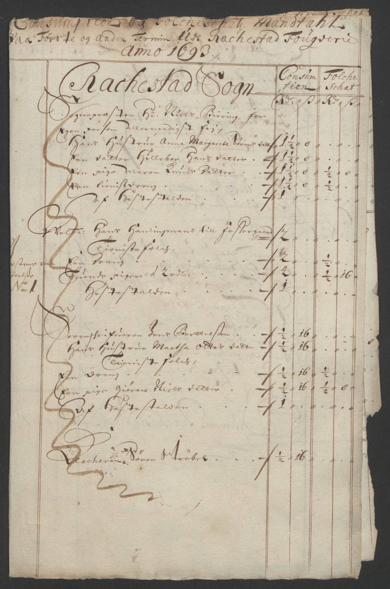 Rentekammeret inntil 1814, Reviderte regnskaper, Fogderegnskap, RA/EA-4092/R05/L0278: Fogderegnskap Rakkestad, 1691-1693, s. 479