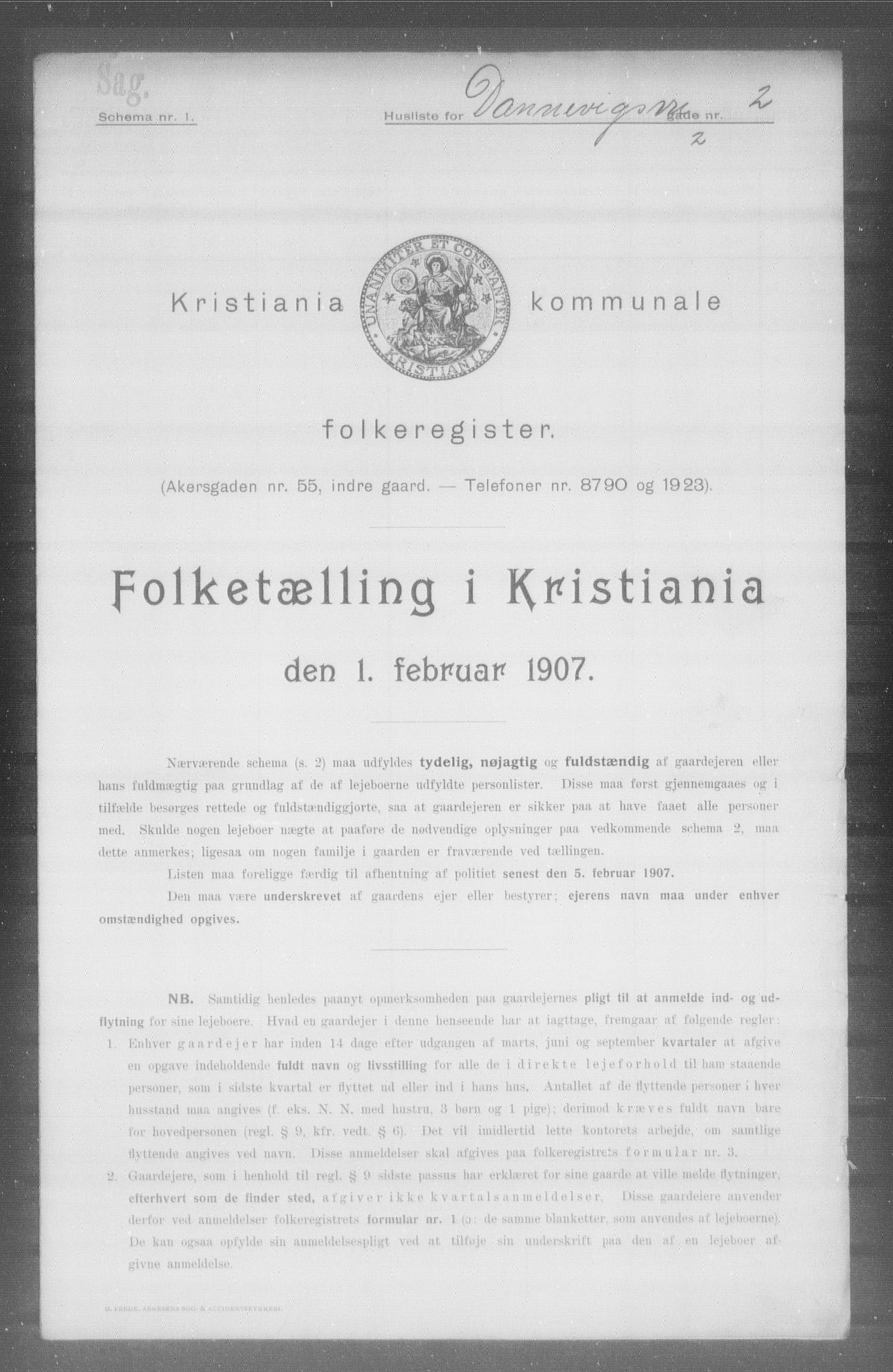 OBA, Kommunal folketelling 1.2.1907 for Kristiania kjøpstad, 1907, s. 7677