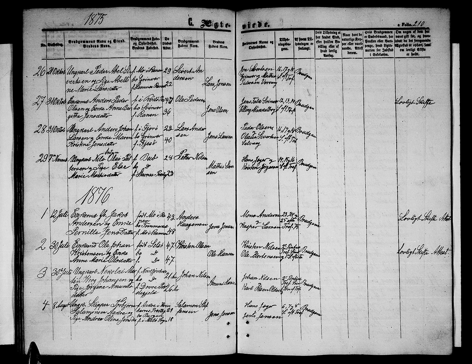 Ministerialprotokoller, klokkerbøker og fødselsregistre - Nordland, AV/SAT-A-1459/841/L0619: Klokkerbok nr. 841C03, 1856-1876, s. 210