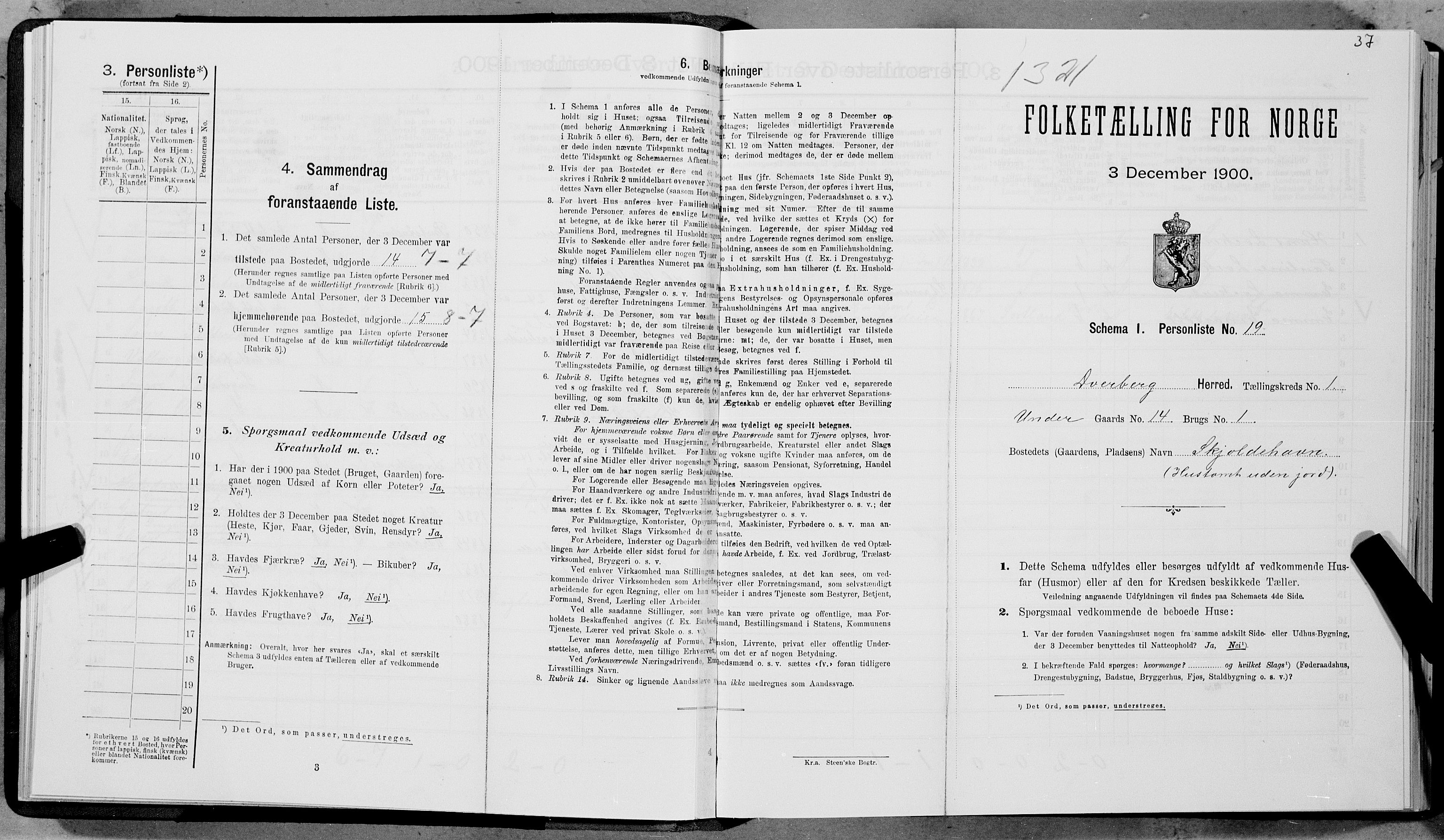 SAT, Folketelling 1900 for 1872 Dverberg herred, 1900, s. 68