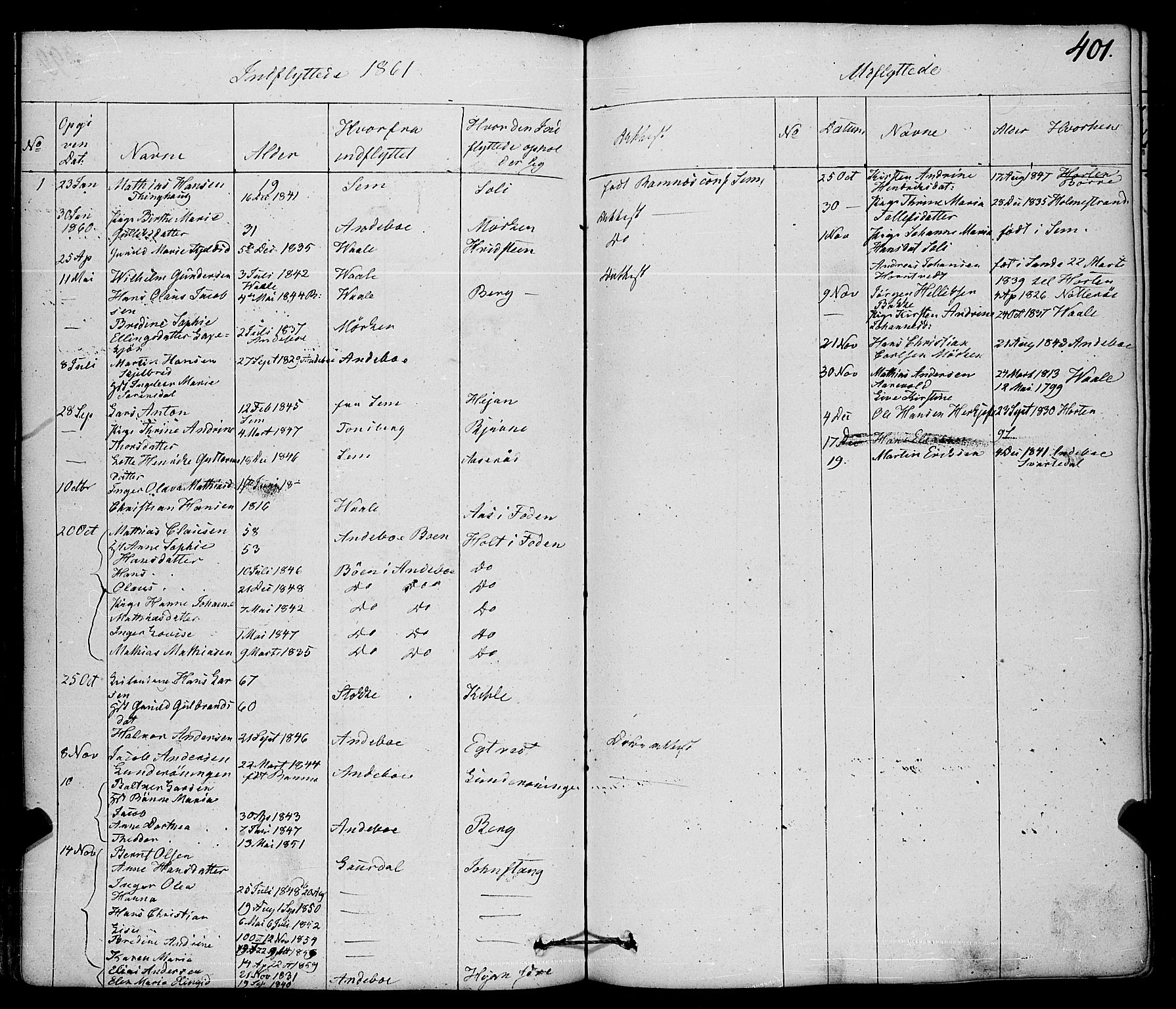 Ramnes kirkebøker, SAKO/A-314/F/Fa/L0005: Ministerialbok nr. I 5, 1841-1861, s. 400-401