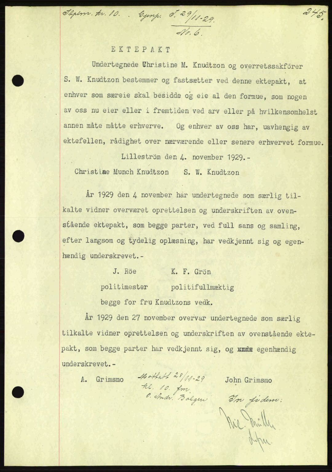 Kristiansund byfogd, AV/SAT-A-4587/A/27: Pantebok nr. 23, 1929-1930, Tingl.dato: 29.11.1929