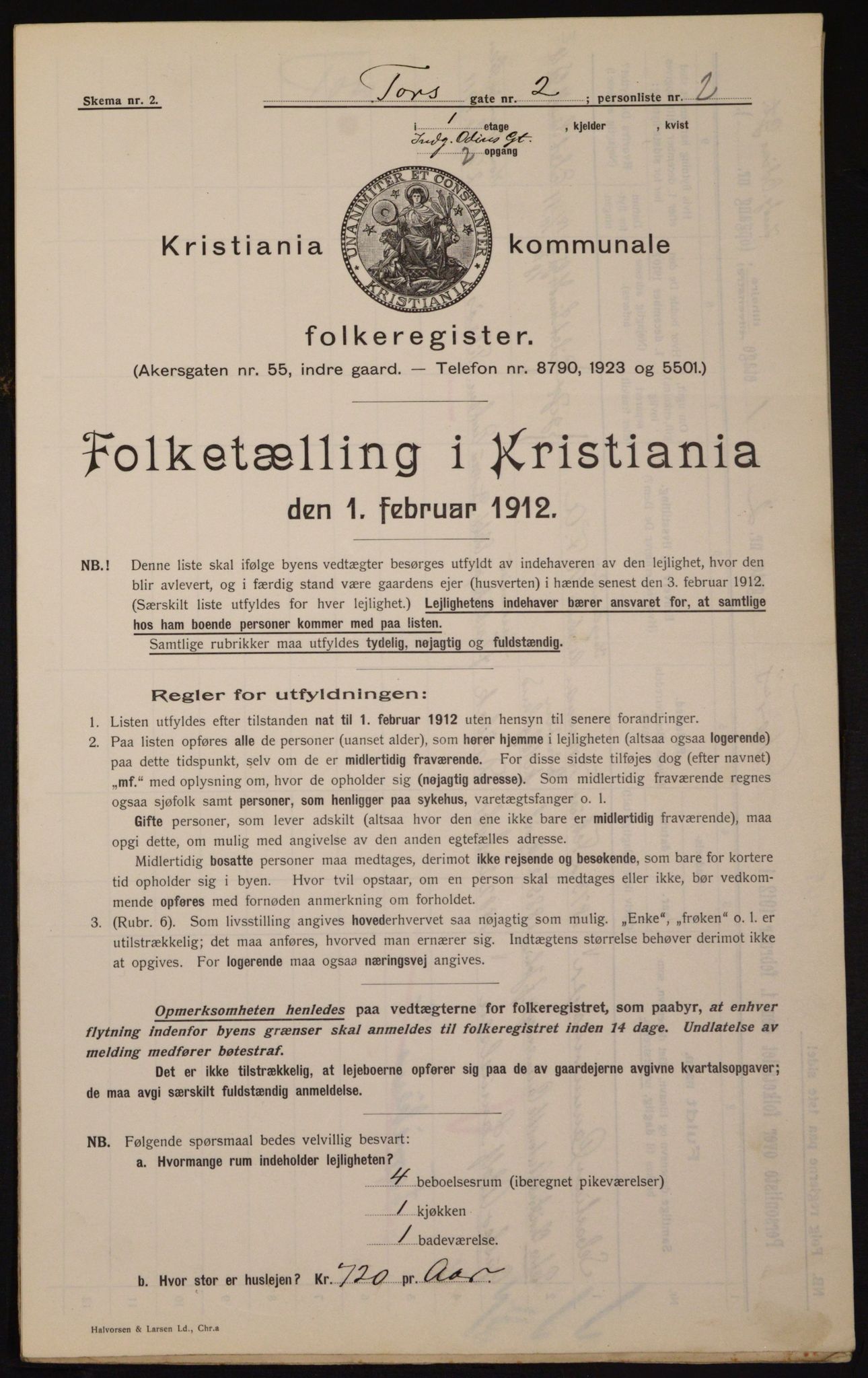 OBA, Kommunal folketelling 1.2.1912 for Kristiania, 1912, s. 114309