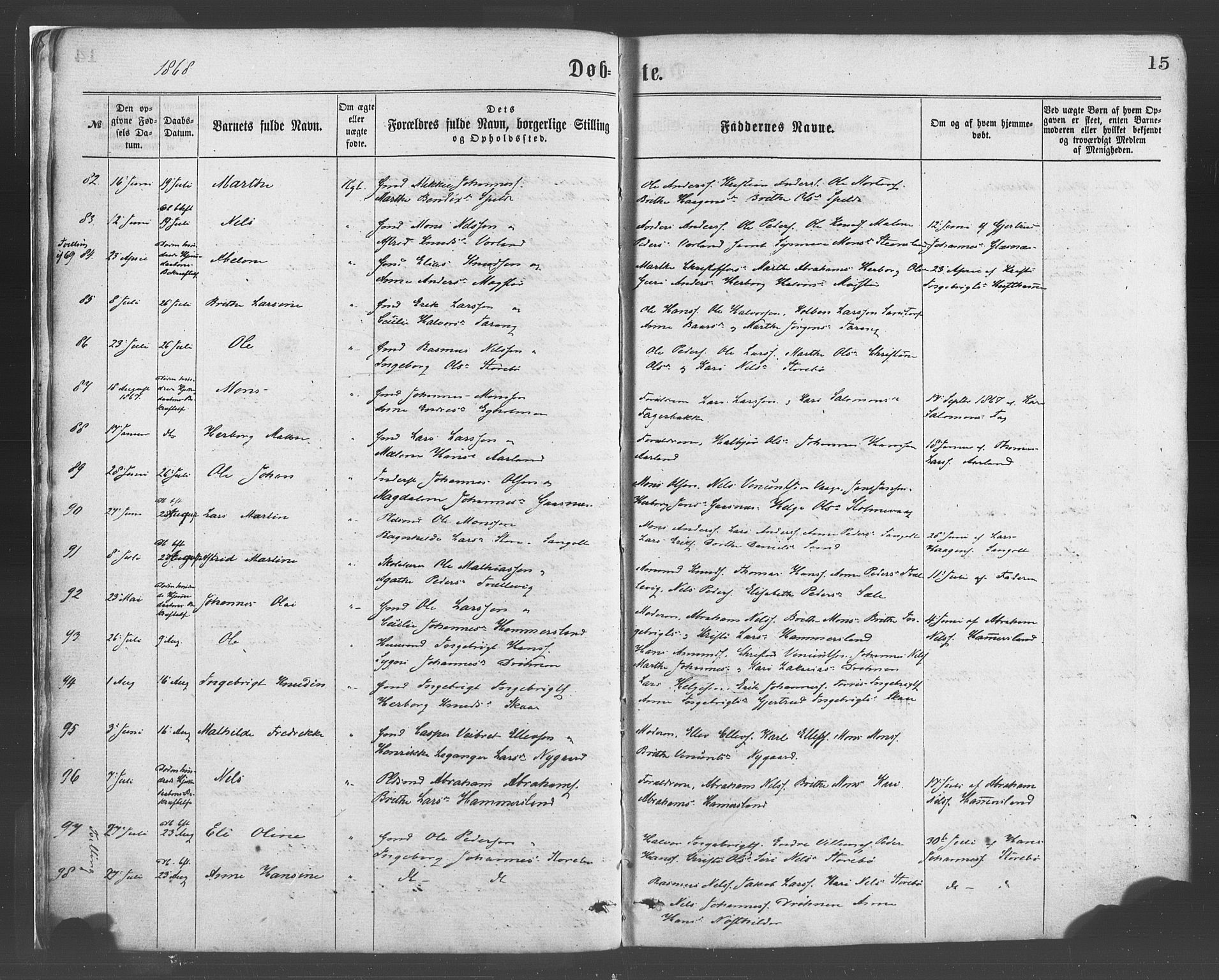 Sund sokneprestembete, AV/SAB-A-99930: Ministerialbok nr. A 15, 1867-1881, s. 15